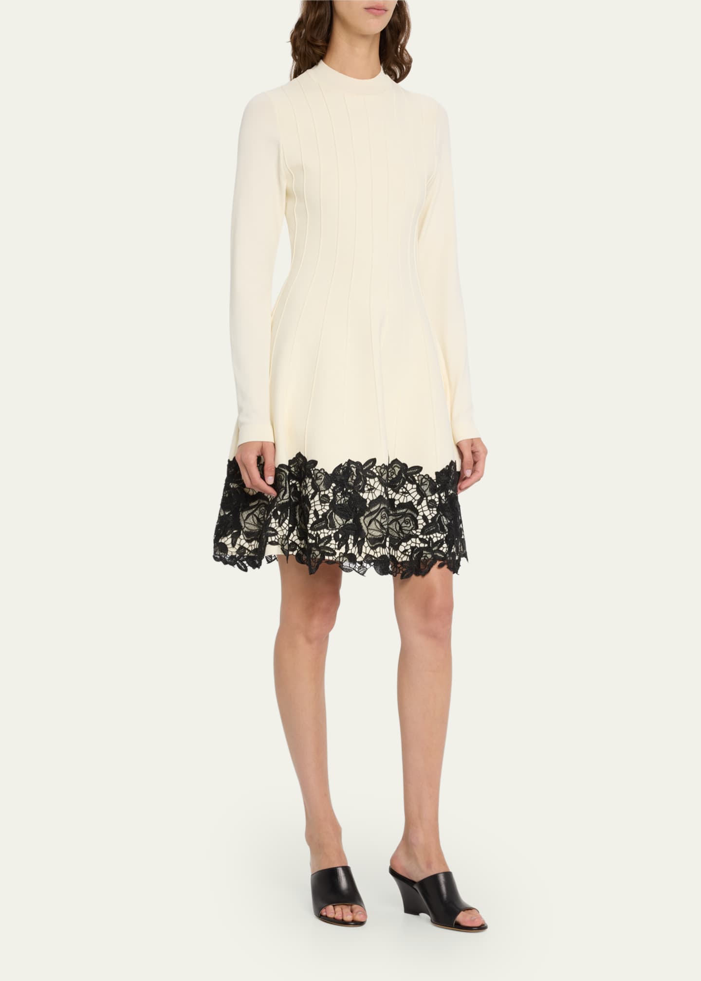 Lela Rose Georgia Short Dress with Floral Lace Bergdorf Goodman