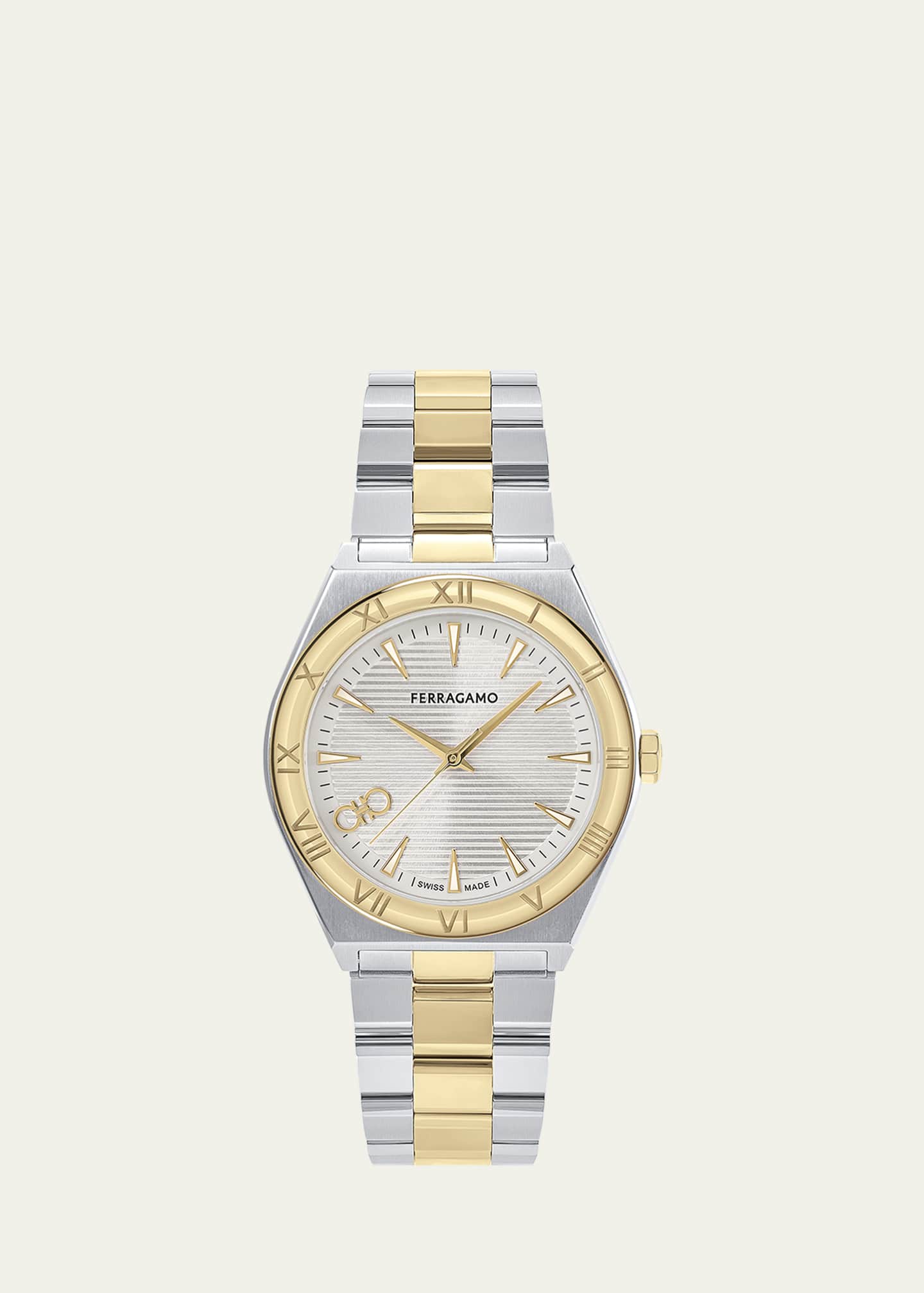 Ferragamo Men's 40mm Vega Upper East Watch with Bracelet Strap, Two Tone Image 1 of 4