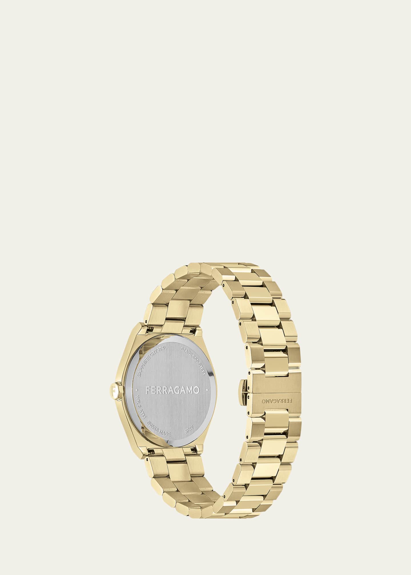 Ferragamo Men's 40mm Vega Upper East Watch with Bracelet Strap, Yellow Gold Image 3 of 4