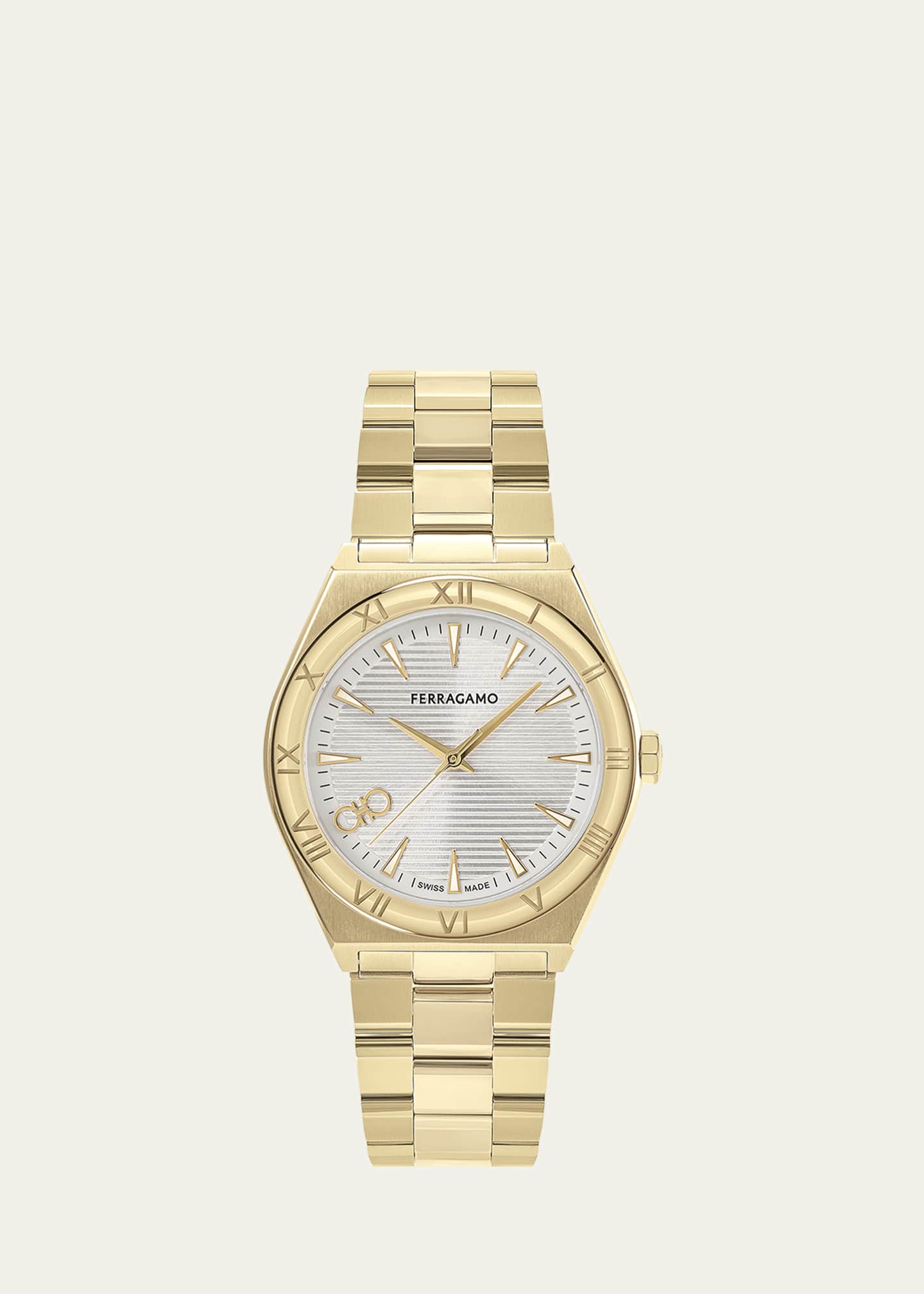 Ferragamo Men's 40mm Vega Upper East Watch with Bracelet Strap, Yellow Gold Image 1 of 4