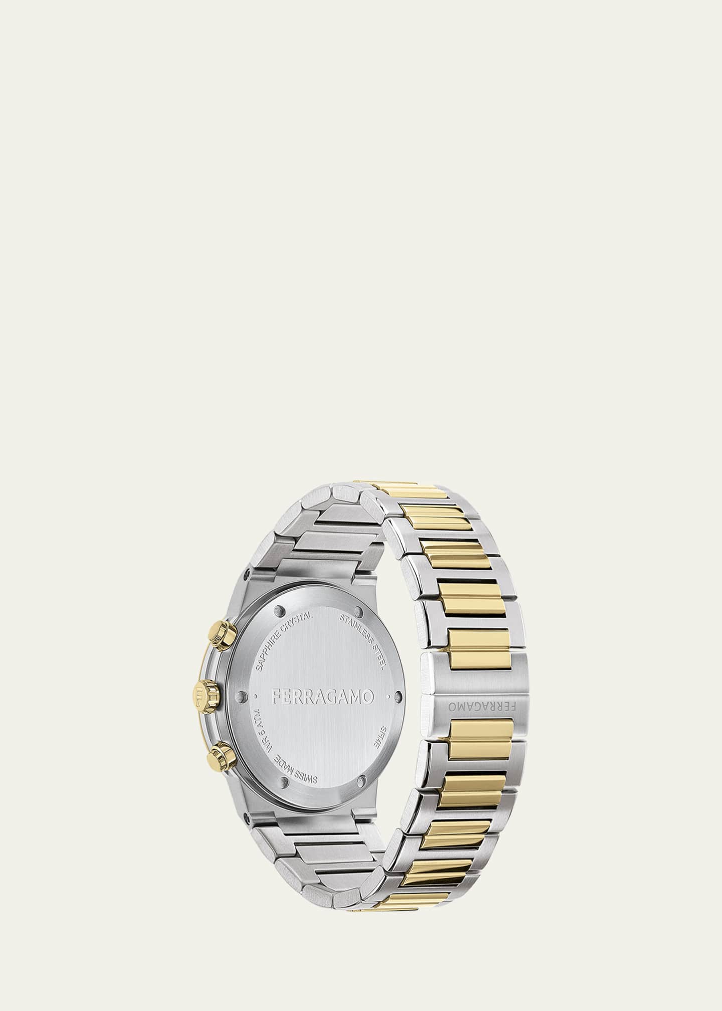 Ferragamo Men's 41mm Ferragamo Sapphire Chrono Watch with Bracelet Strap, Two Tone Image 3 of 4