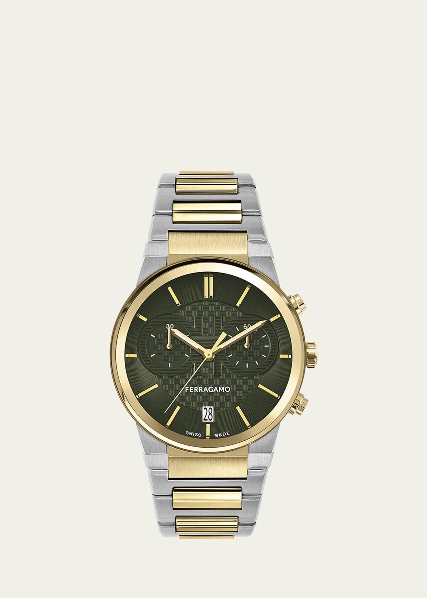 Ferragamo Men's 41mm Ferragamo Sapphire Chrono Watch with Bracelet Strap, Two Tone Image 1 of 4