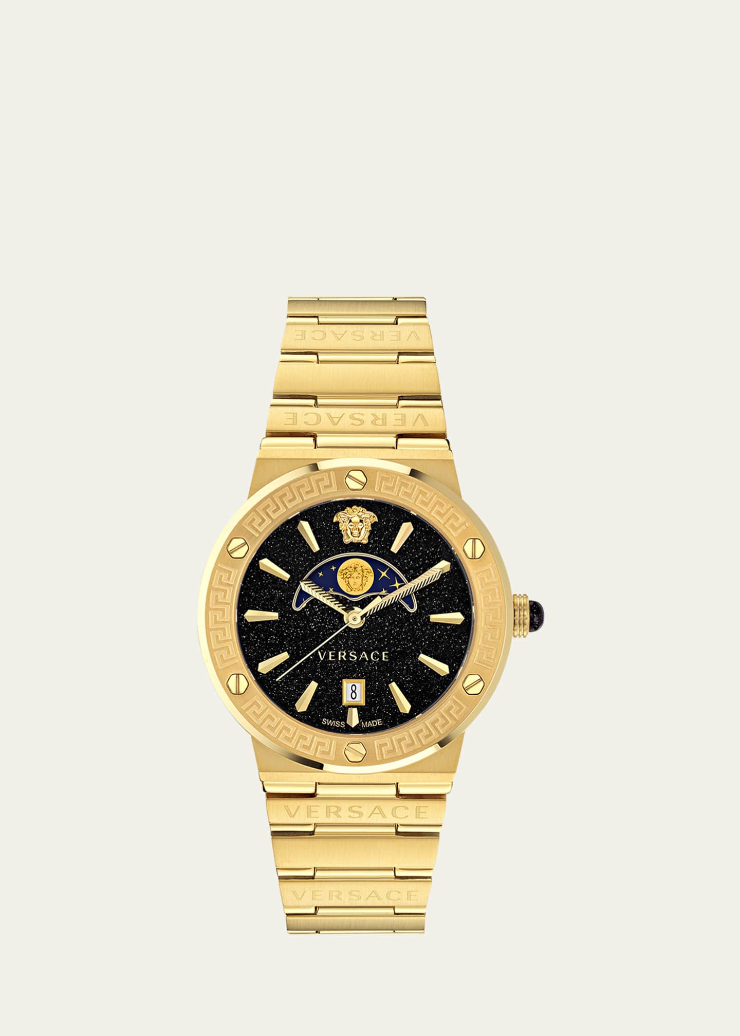 Versace 38mm Greca Logo Watch with Bracelet Strap, Gold Plated Image 1 of 5