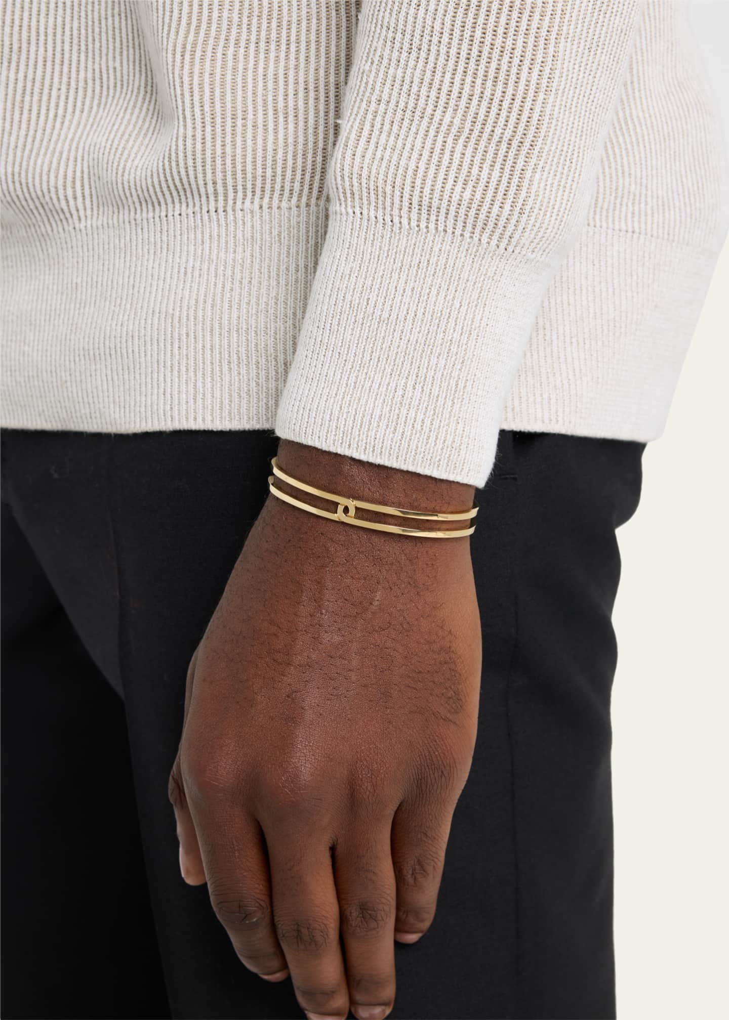 KINRADEN Men's Recycled 18K Yellow Gold Blast Cuff Bracelet Image 2 of 4
