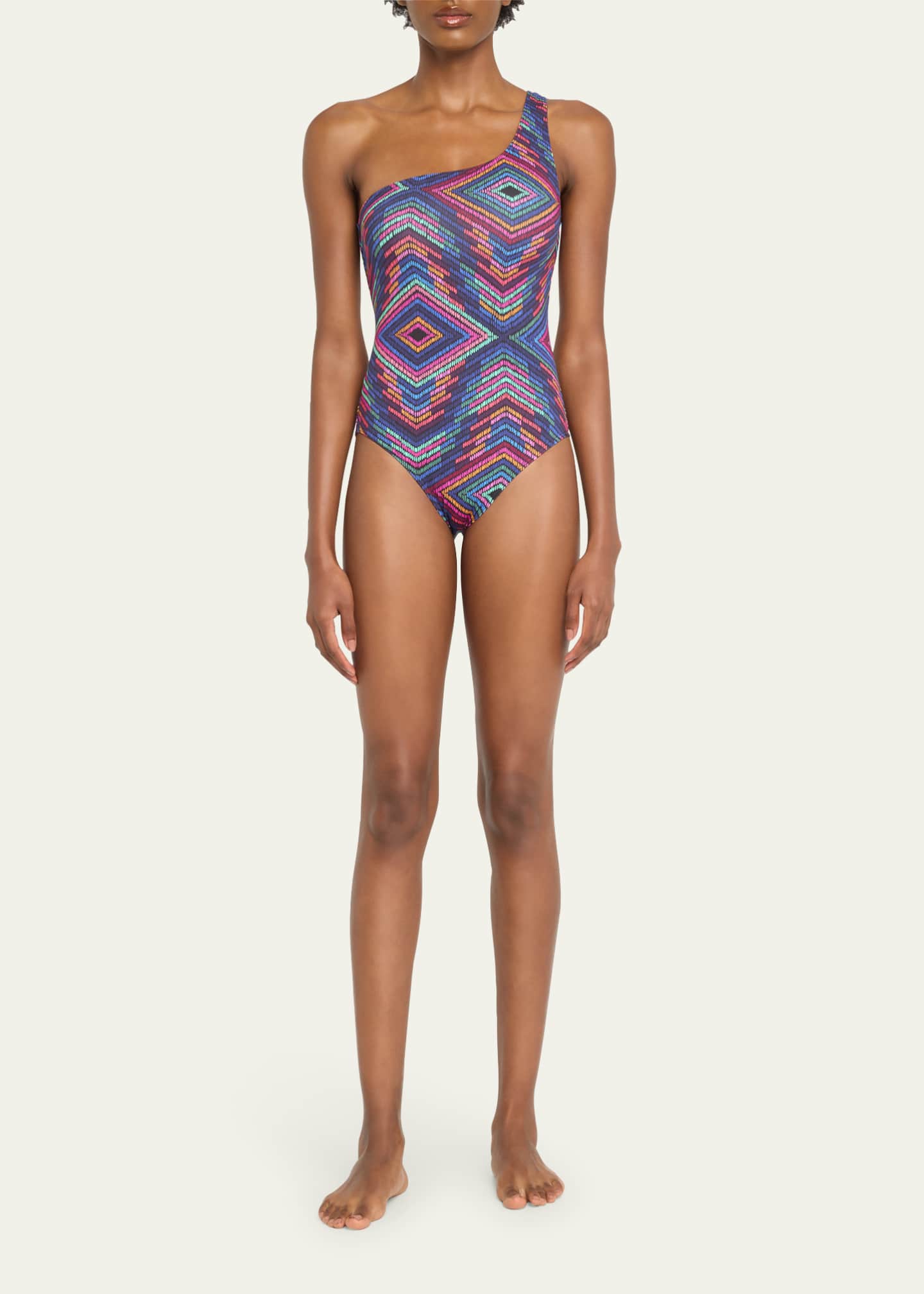Eres Printed Asymmetric One-Piece Swimsuit Image 2 of 4