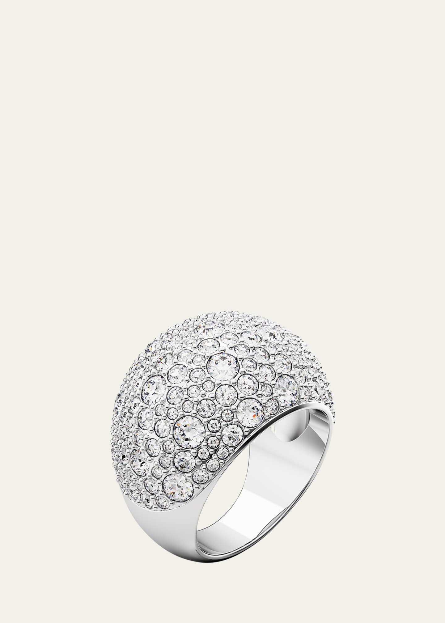 SWAROVSKI Luna Rhodium-Plated Crystal Pave Statement Ring - Bergdorf ...