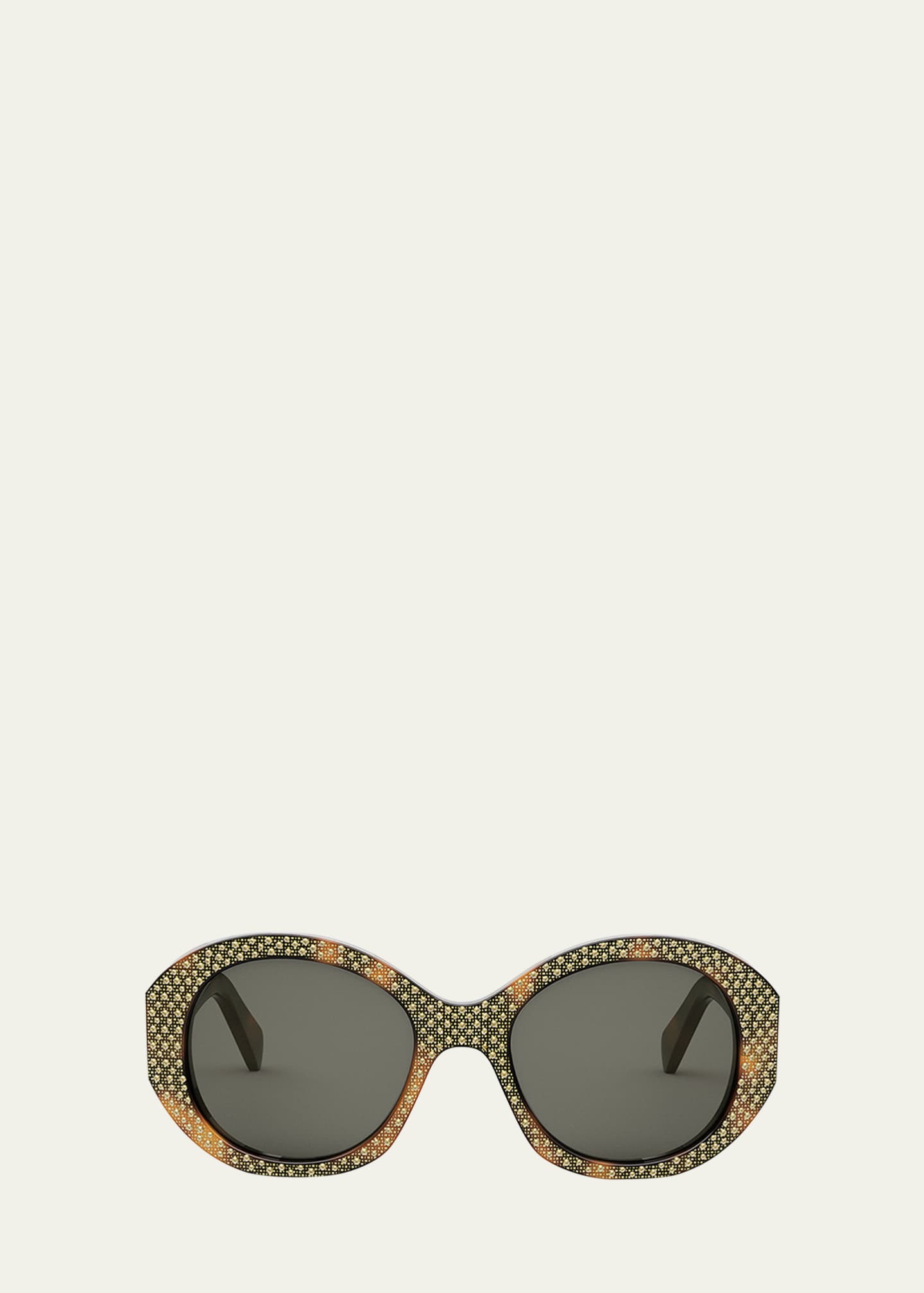 Celine Embellished Brown Acetate Round Sunglasses Bergdorf Goodman