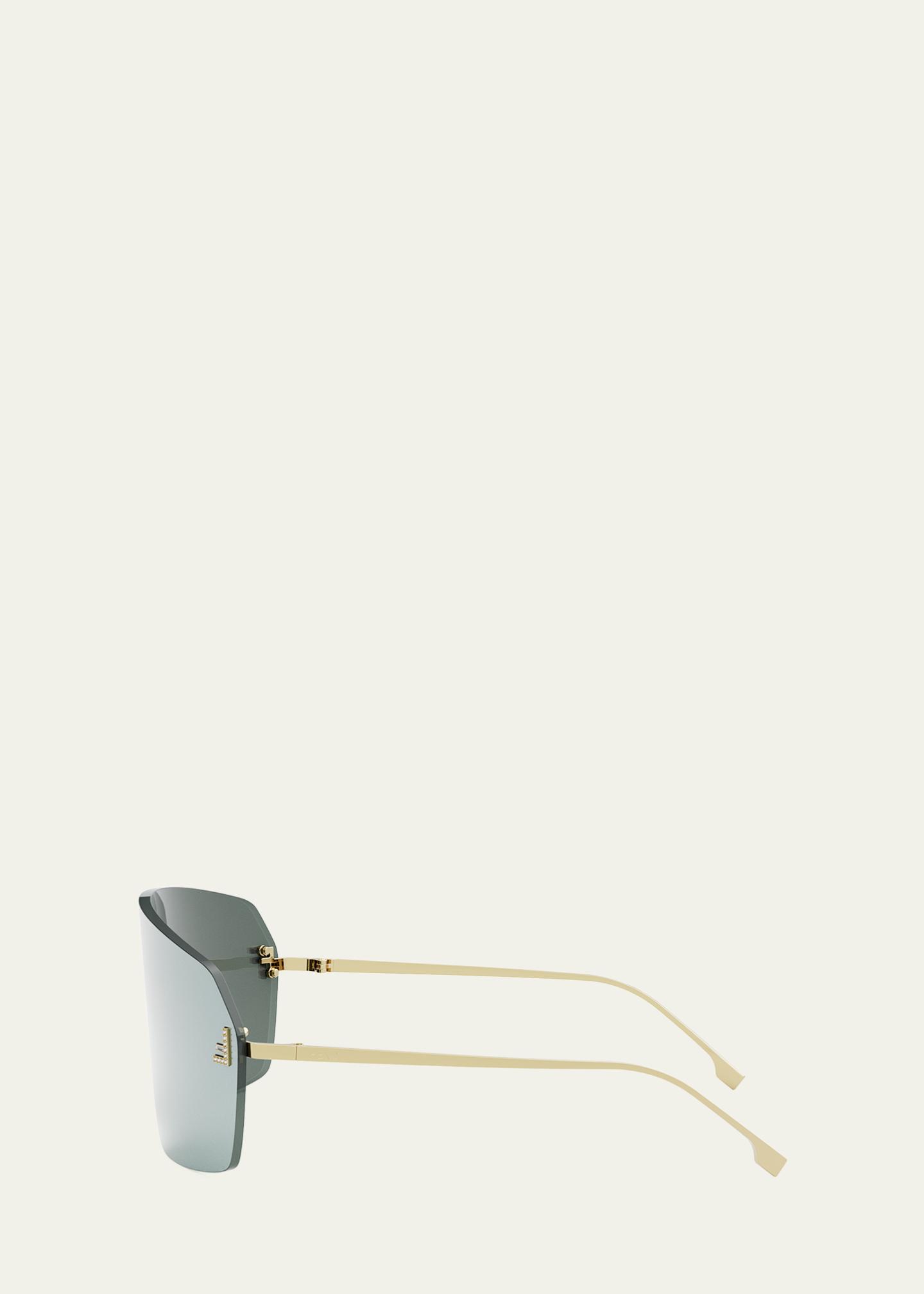 Fendi Crystal FF Metal Shield Sunglasses - Bergdorf Goodman display picture 3