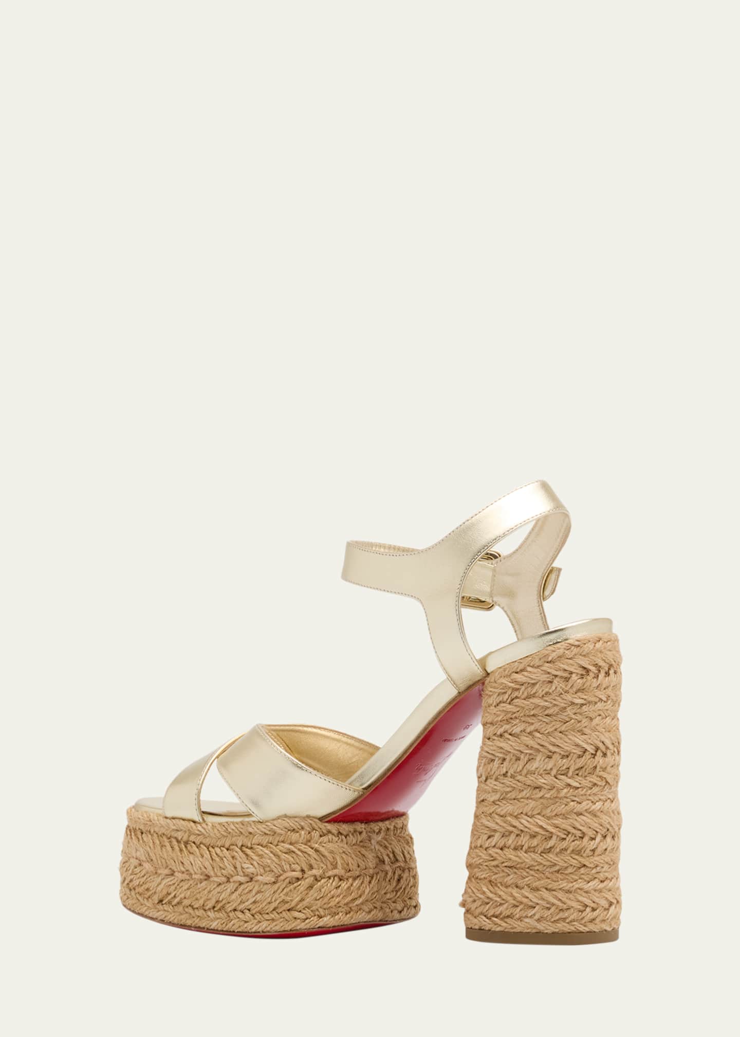Christian Louboutin Super Calakala Metallic Red Sole Platform Espadrilles Image 4 of 6