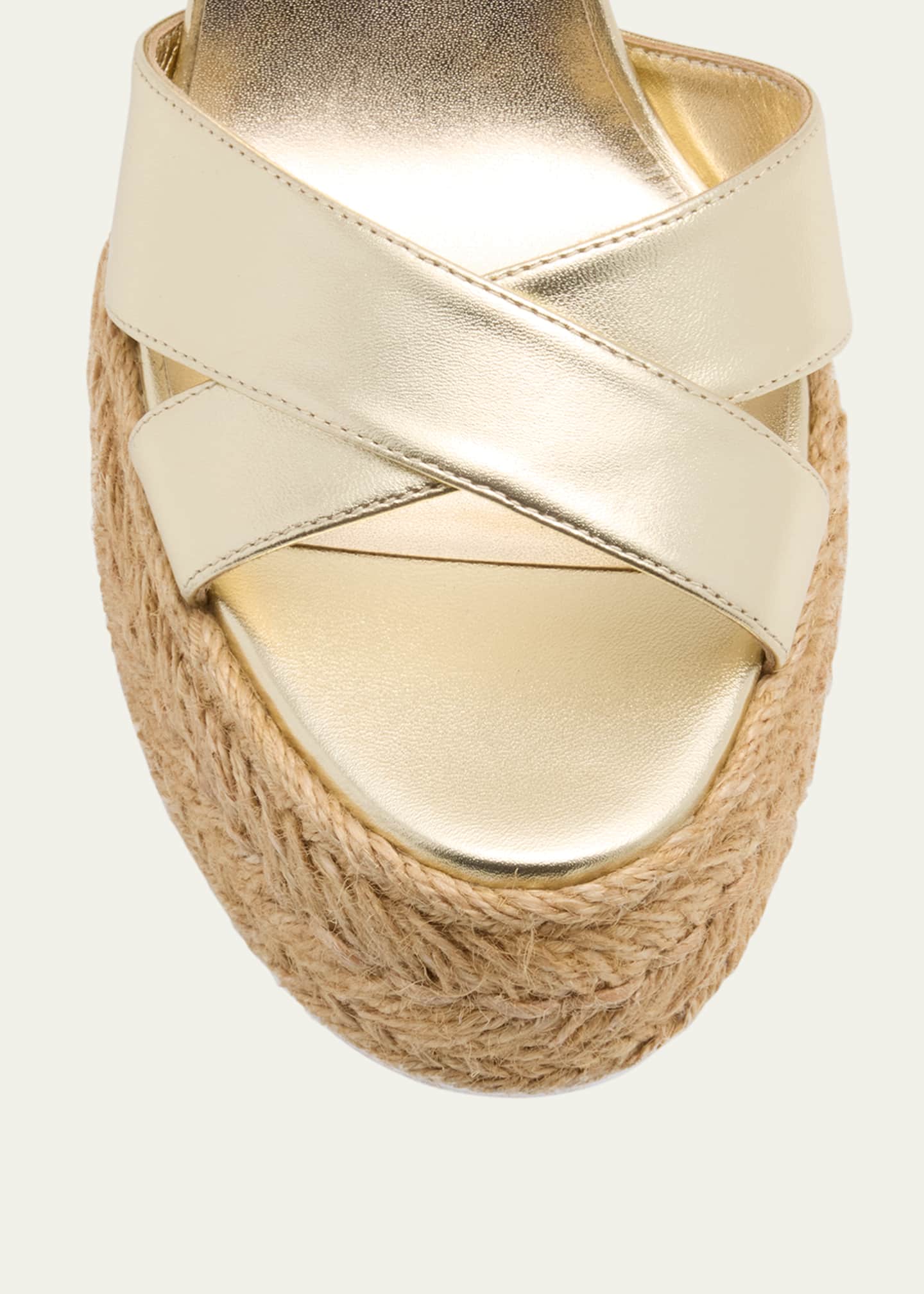 【CHRISTIAN LOUBOUTIN】レザー espadrille platform サンダル Calakala 70 leather espadrille sandals in brown - Christian