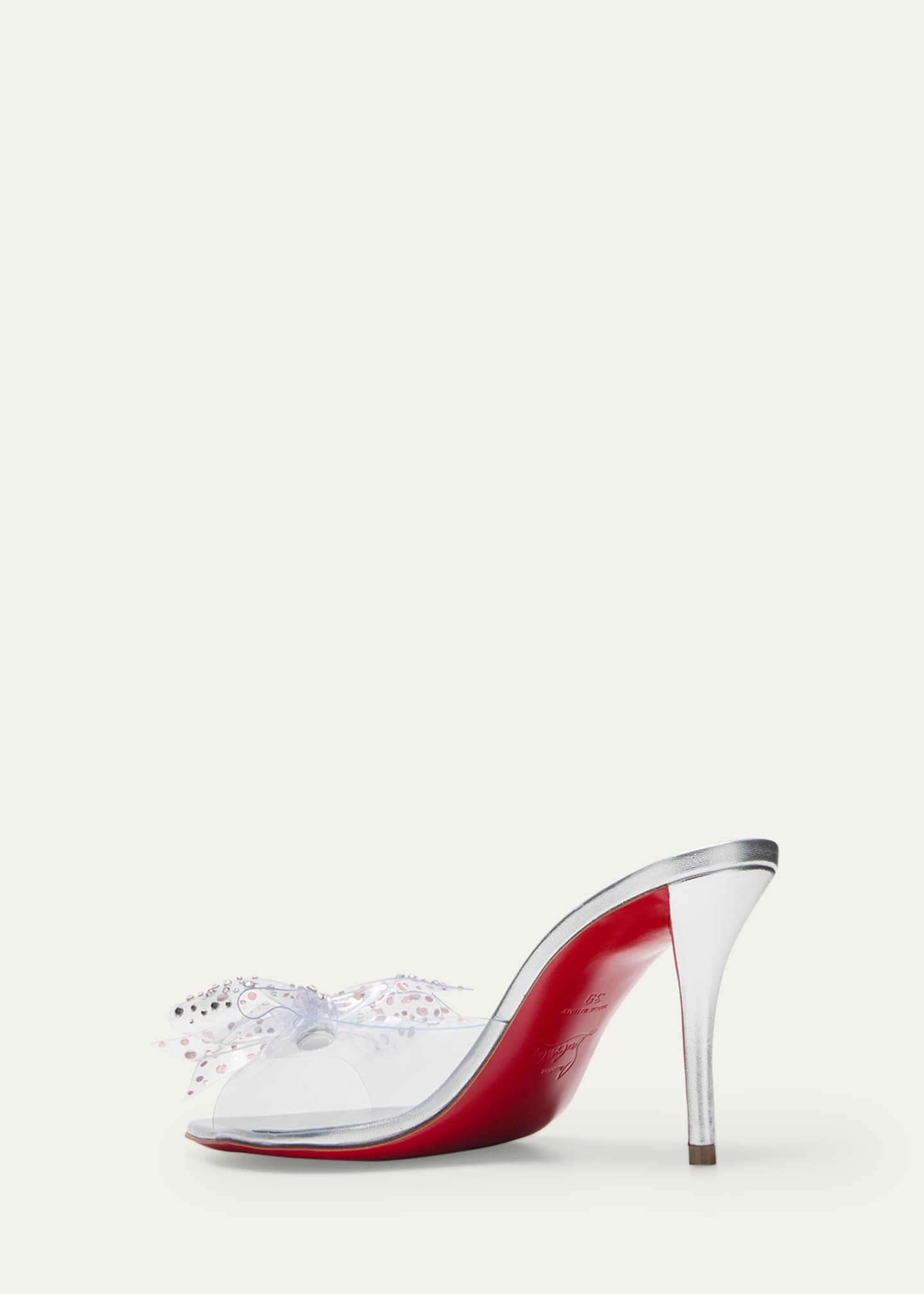 Christian Louboutin Aqua Crystal Clear Floral Red Sole Slide Sandals Image 4 of 5