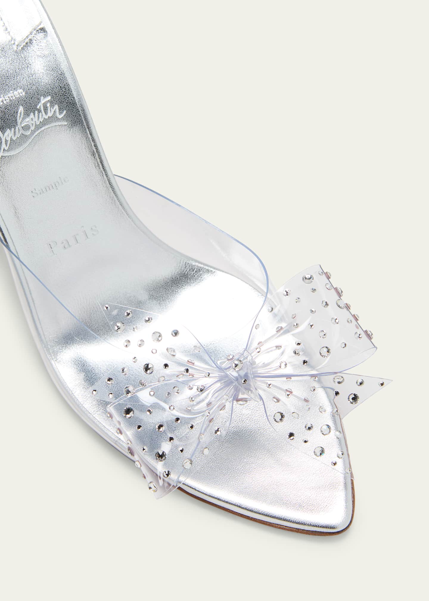 Christian Louboutin Aqua Crystal Clear Floral Red Sole Slide Sandals Image 5 of 5