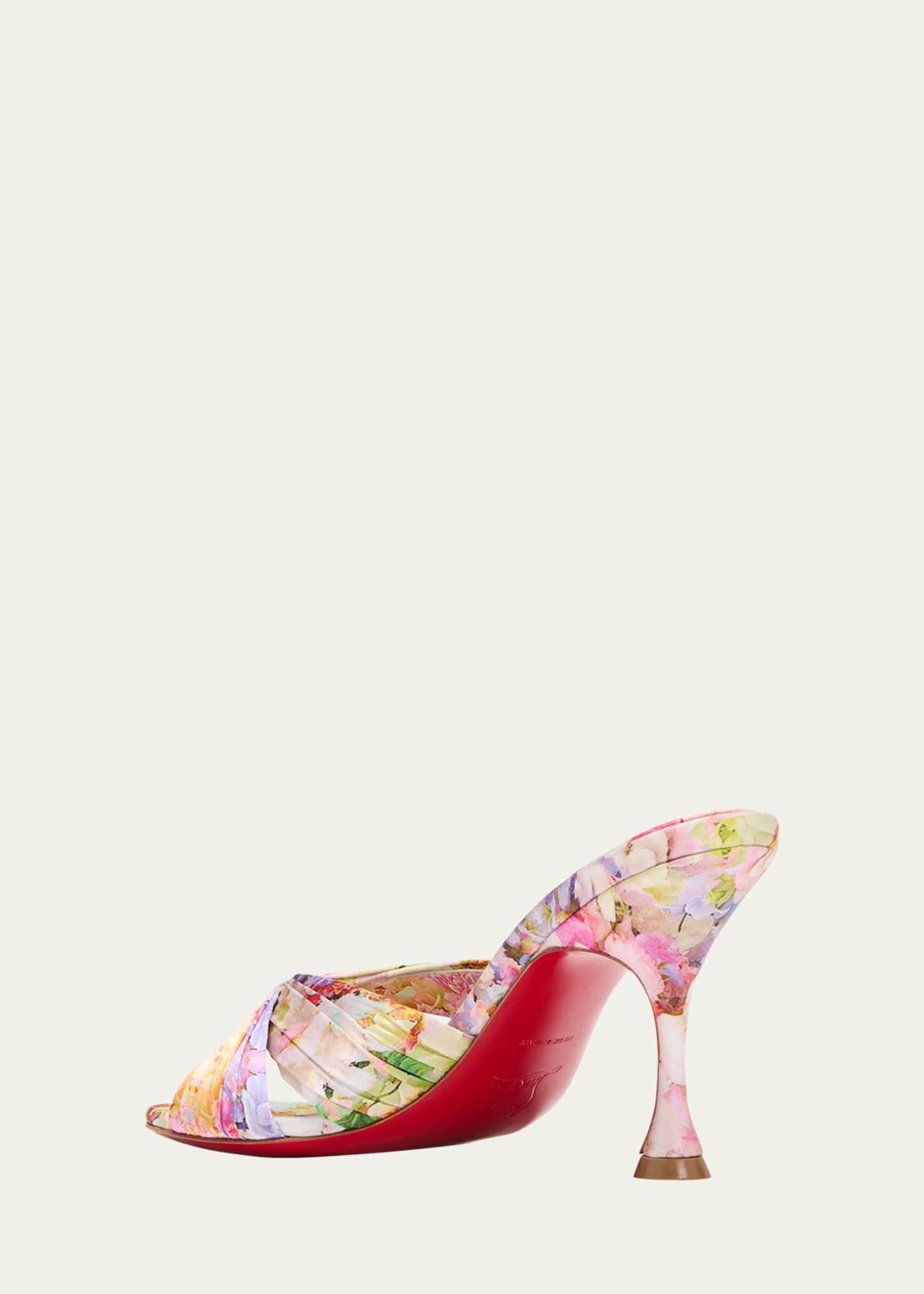 Christian Louboutin Nicol Blooming Silk Red Sole Slide Sandals ...