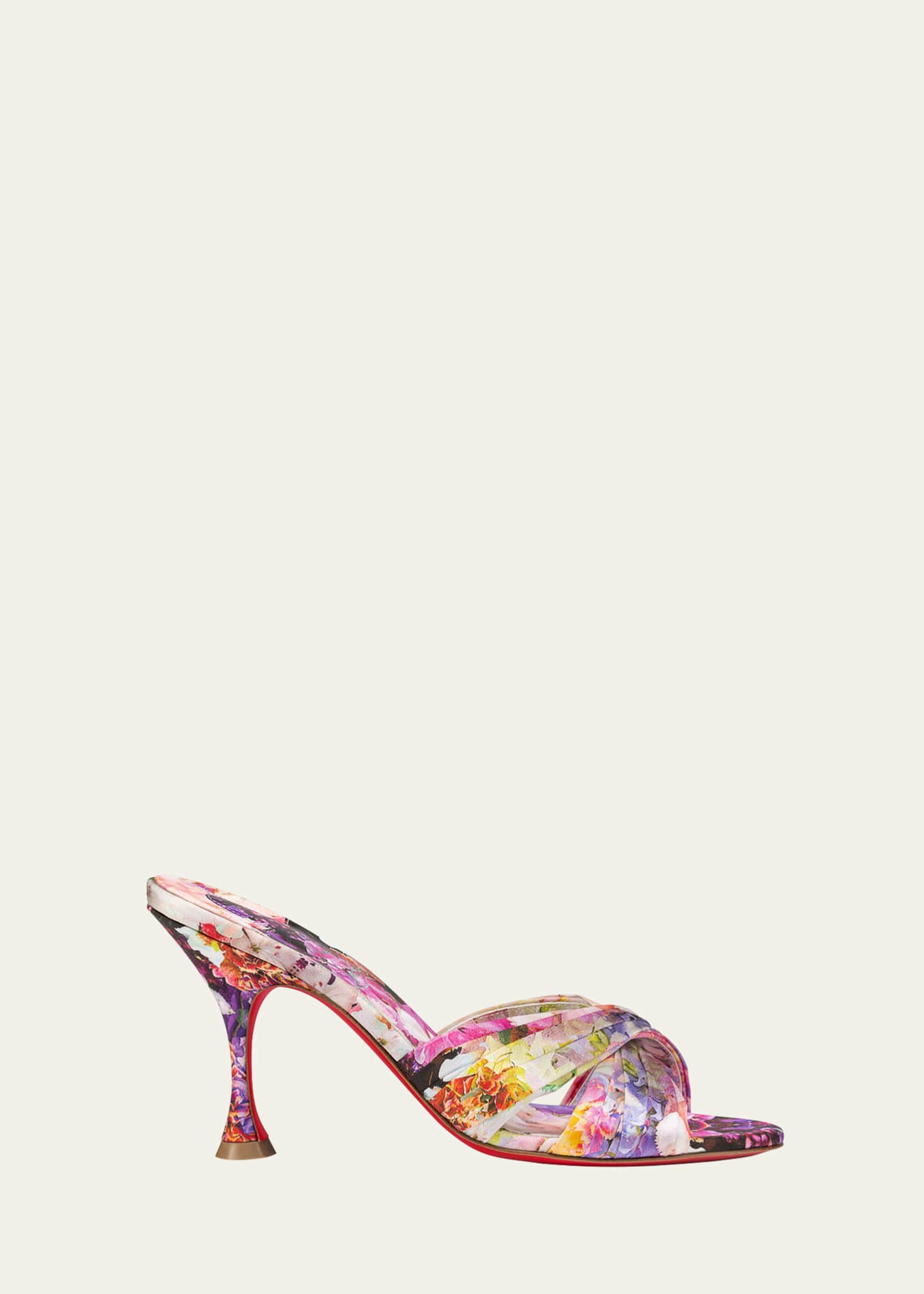 Christian Louboutin Nicol Blooming Silk Red Sole Slide Sandals