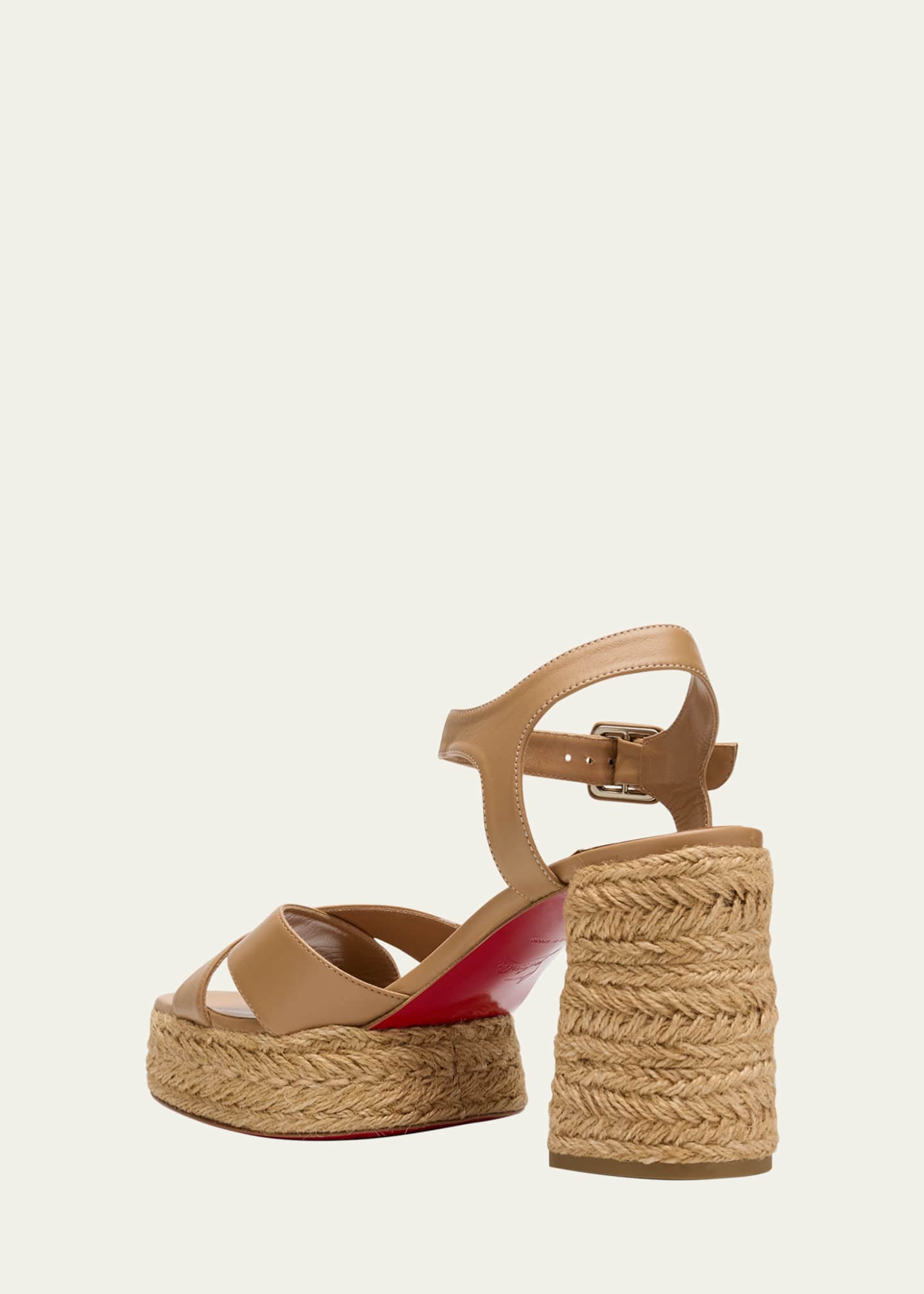 Christian Louboutin Calakala Leather Crisscross Red Sole Espadrille Sandals Image 4 of 7