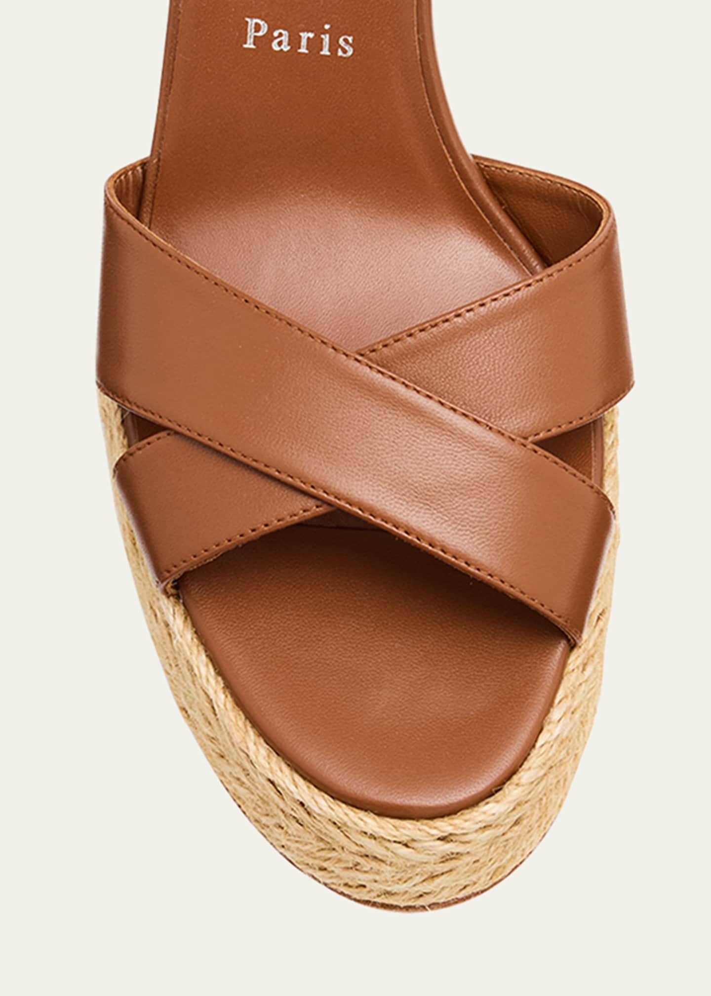 Christian Louboutin Calakala Leather Crisscross Red Sole Espadrille Sandals Image 6 of 7