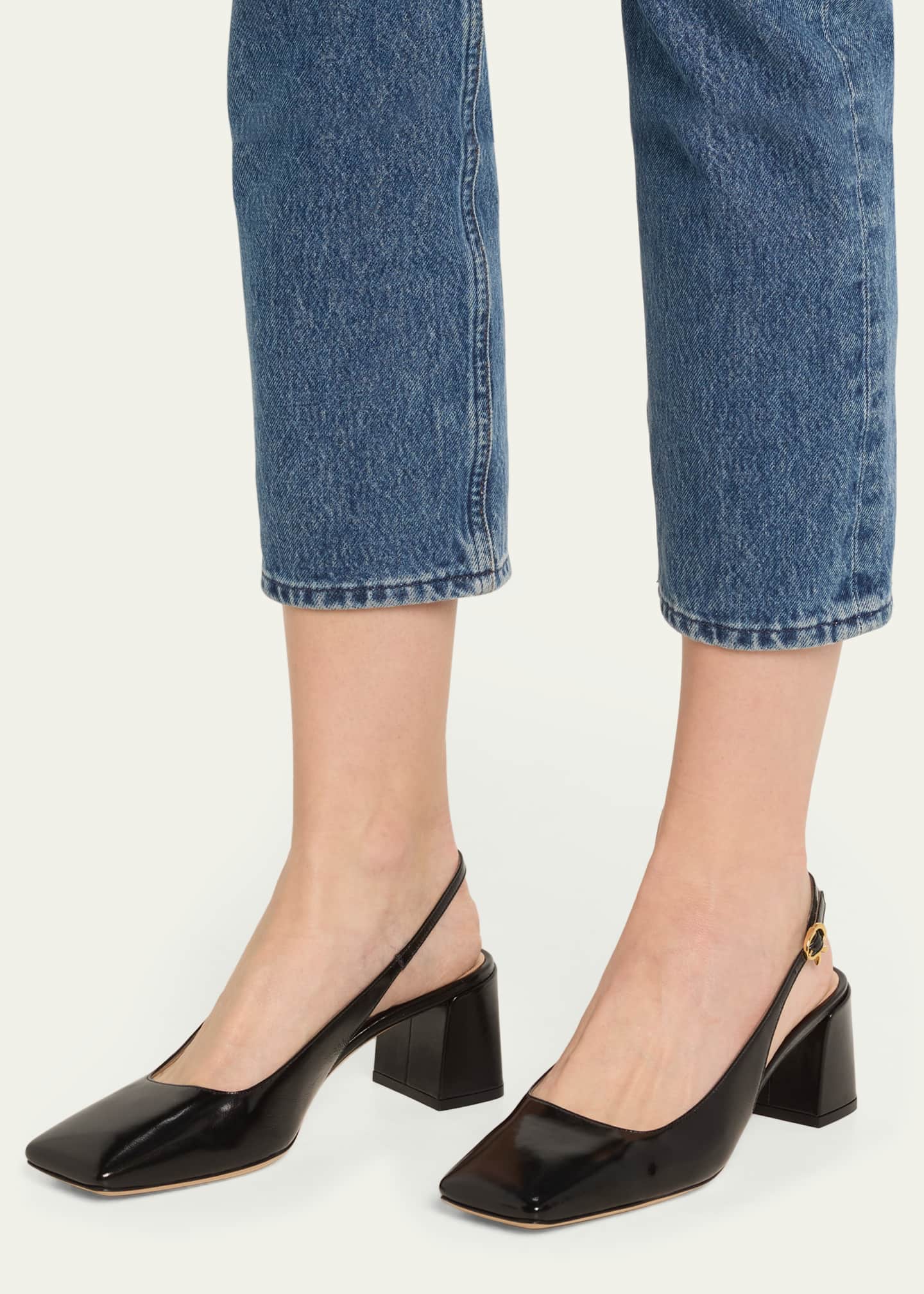 Gianvito Rossi Lambskin Square Toe Slingback Pumps