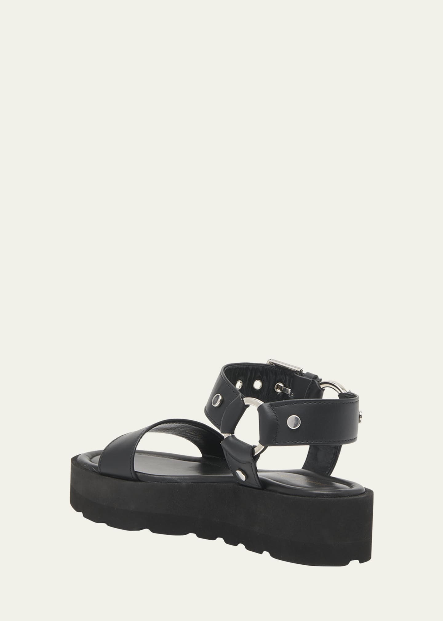 Gianvito Rossi Leather Grommet Ankle-Strap Flatform Sandals - Bergdorf ...