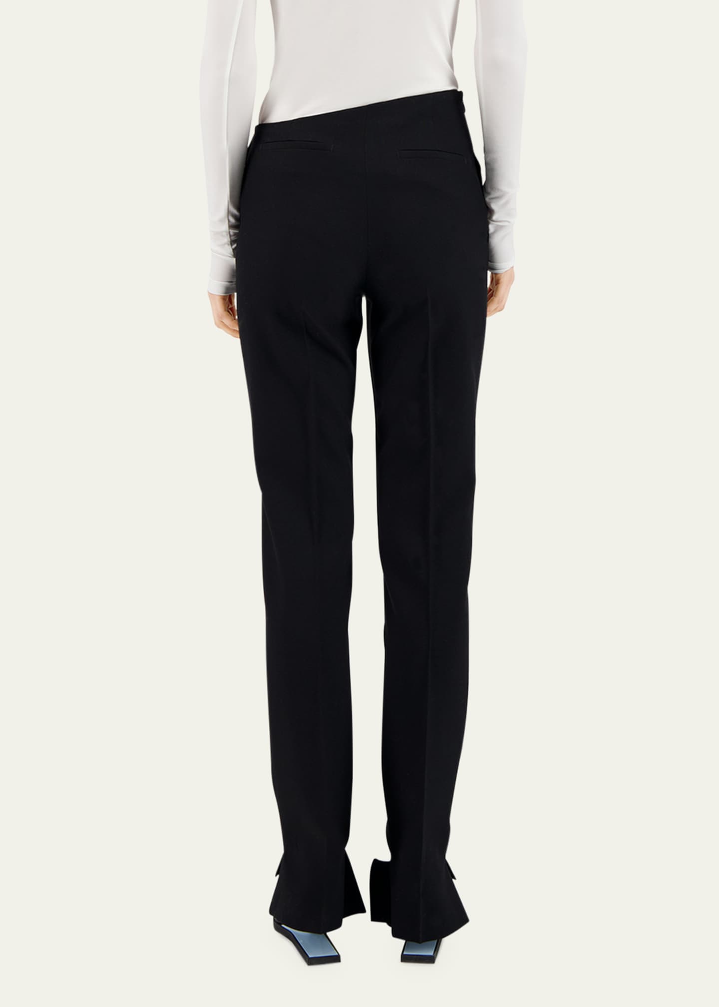 Asymmetric wool-blend straight pants