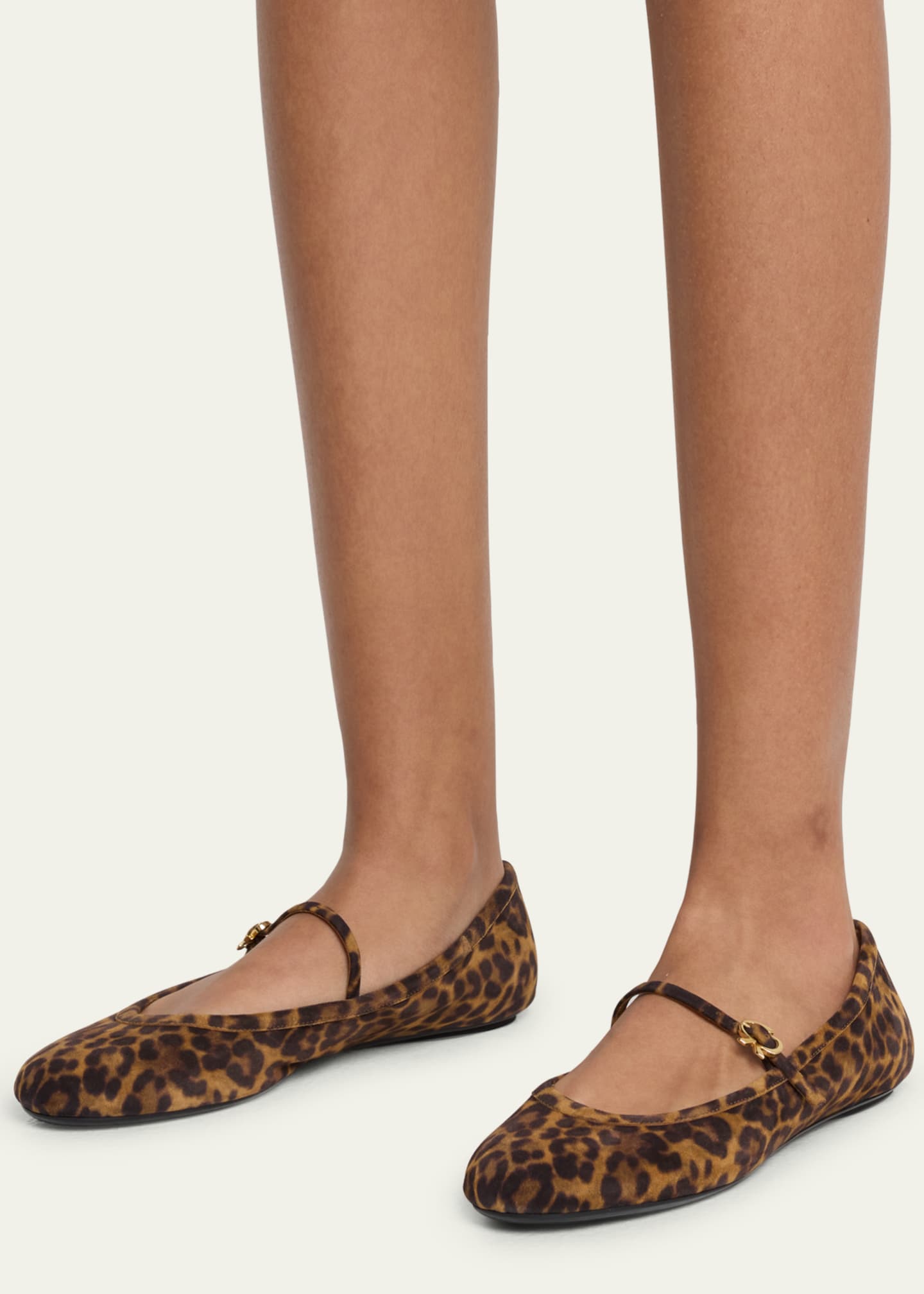 Gianvito Rossi Leopard Mary Jane Ballerina Flats - Bergdorf Goodman