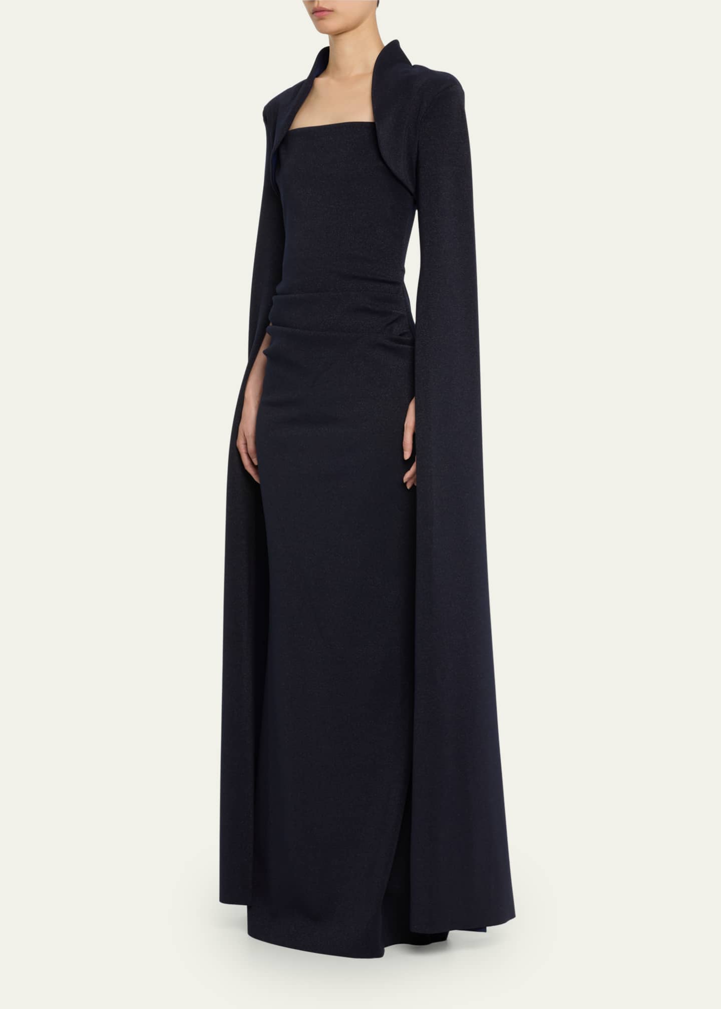 Chiara Boni La Petite Robe Reiko Shimmer Cape-Sleeve Column Gown ...