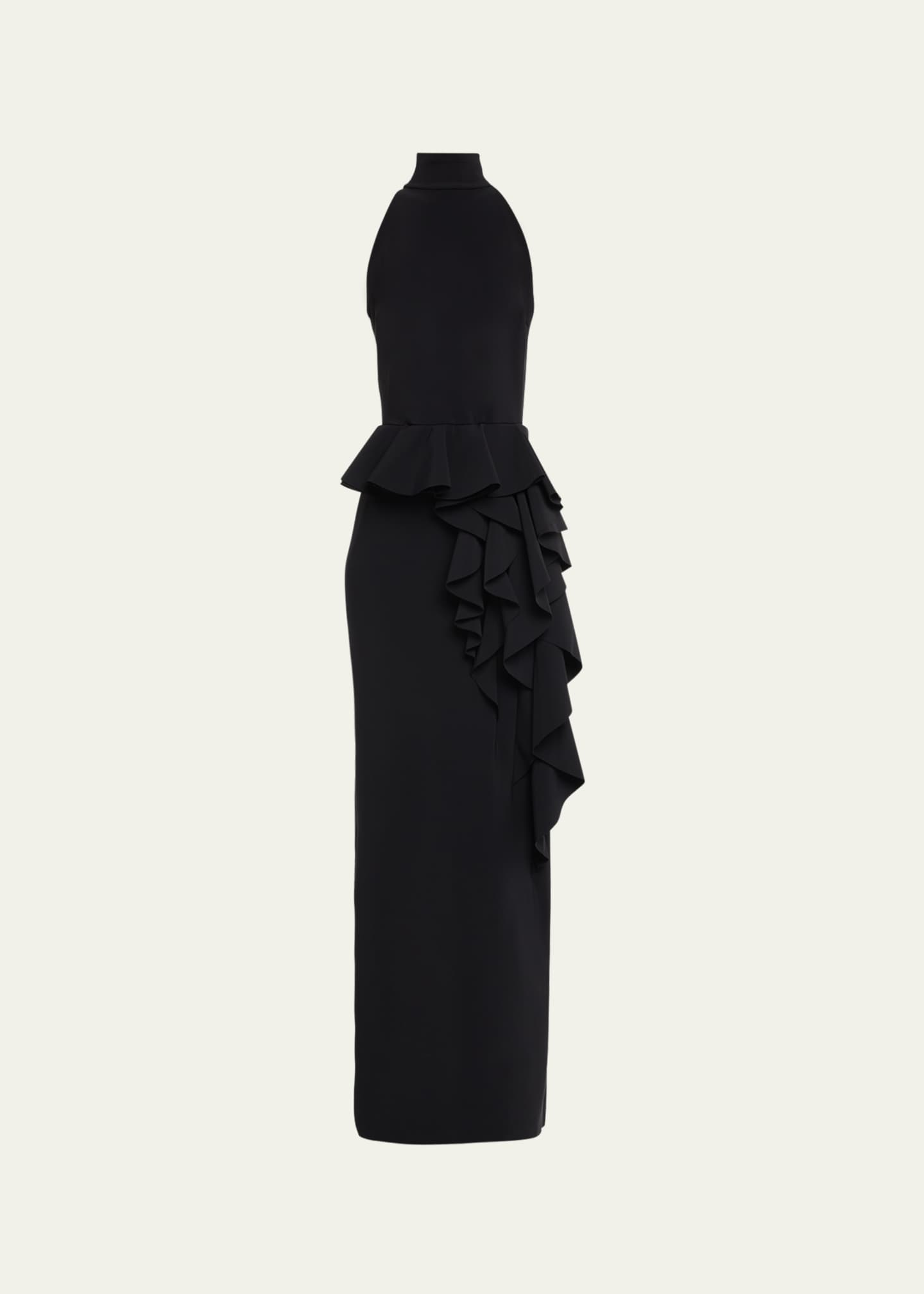 Chiara Boni La Petite Robe Sleeveless Ruffle Halter Peplum Gown
