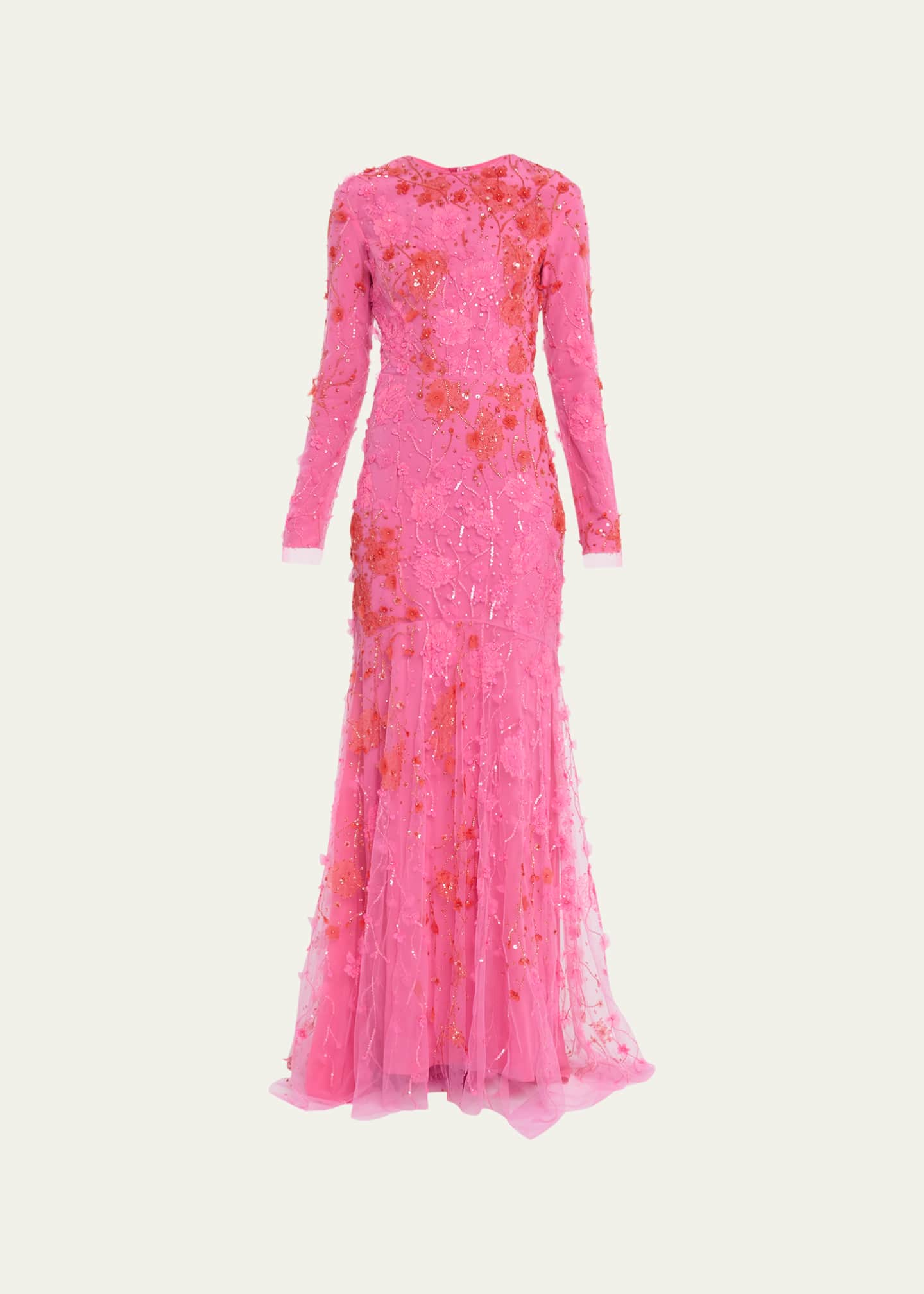 Monique Lhuillier Embroidered Floral Evening Gown - Bergdorf Goodman