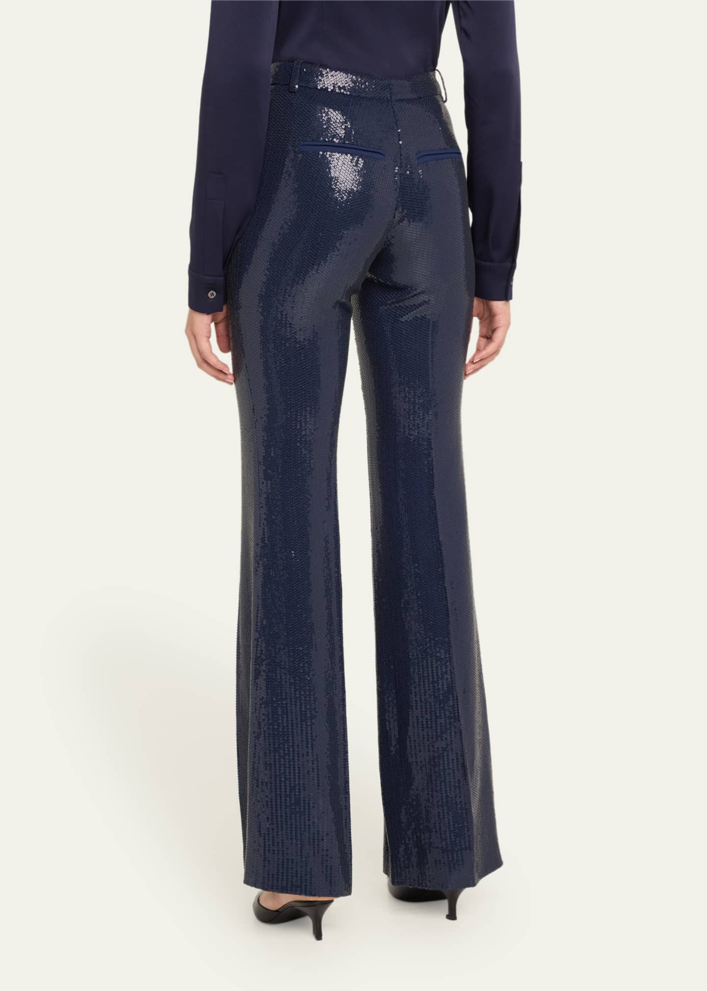 Michael Kors Collection Haylee Sequined Flare Crepe Trousers Image 3 of 5