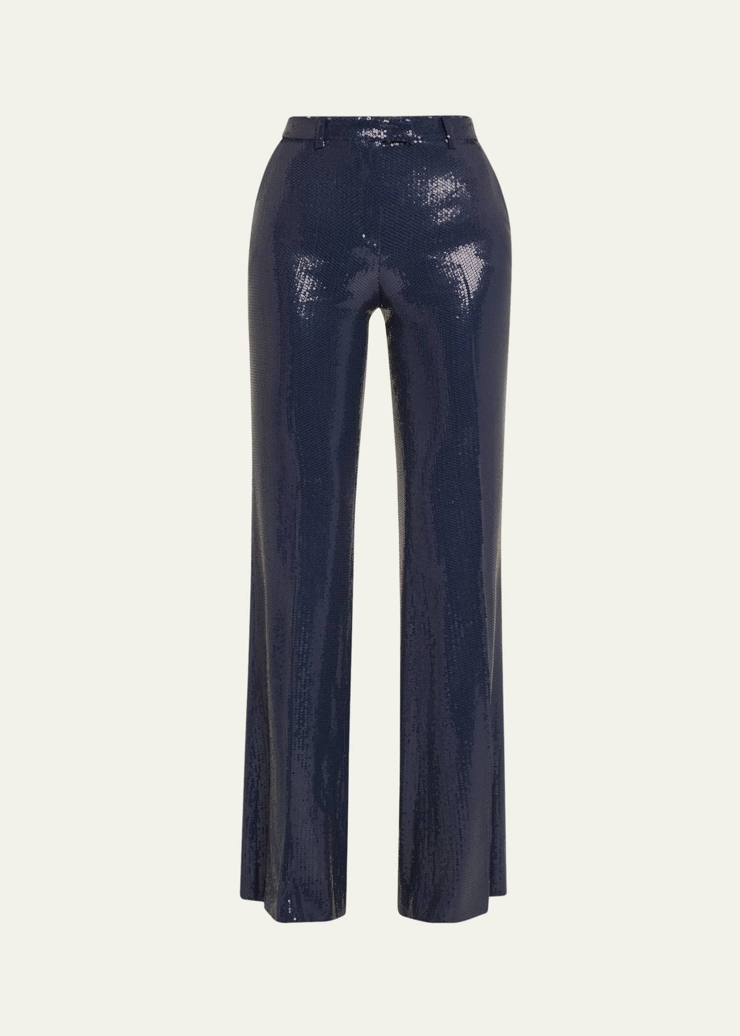 Michael Kors Collection Haylee Sequined Flare Crepe Trousers Image 1 of 5