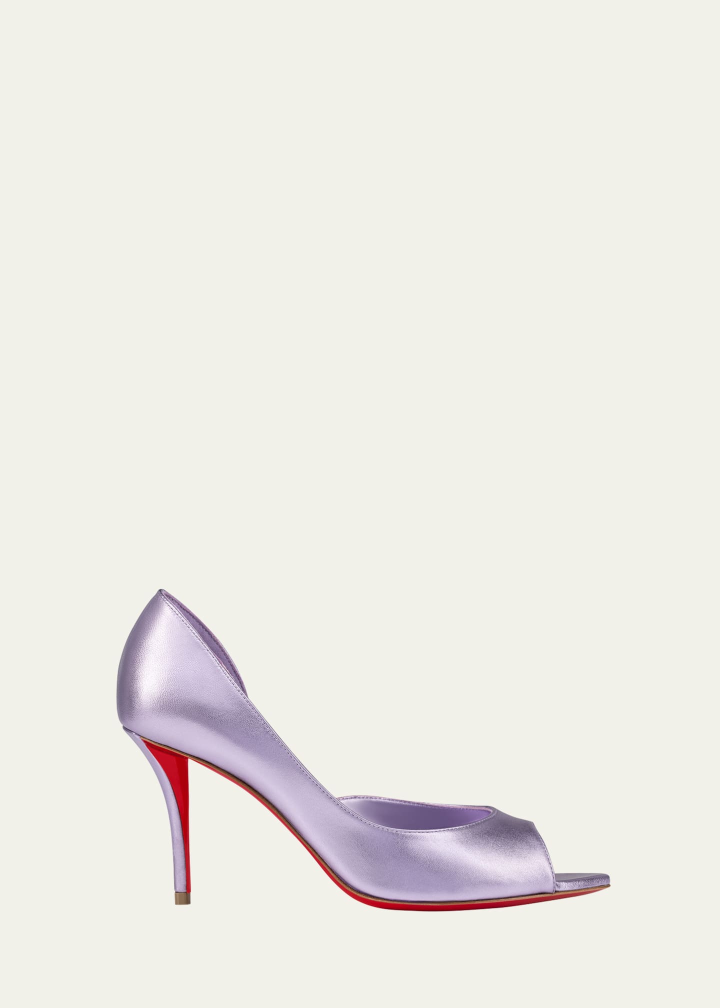 Christian Louboutin Apostropha Metallic Half D Orsay Red Sole Pumps