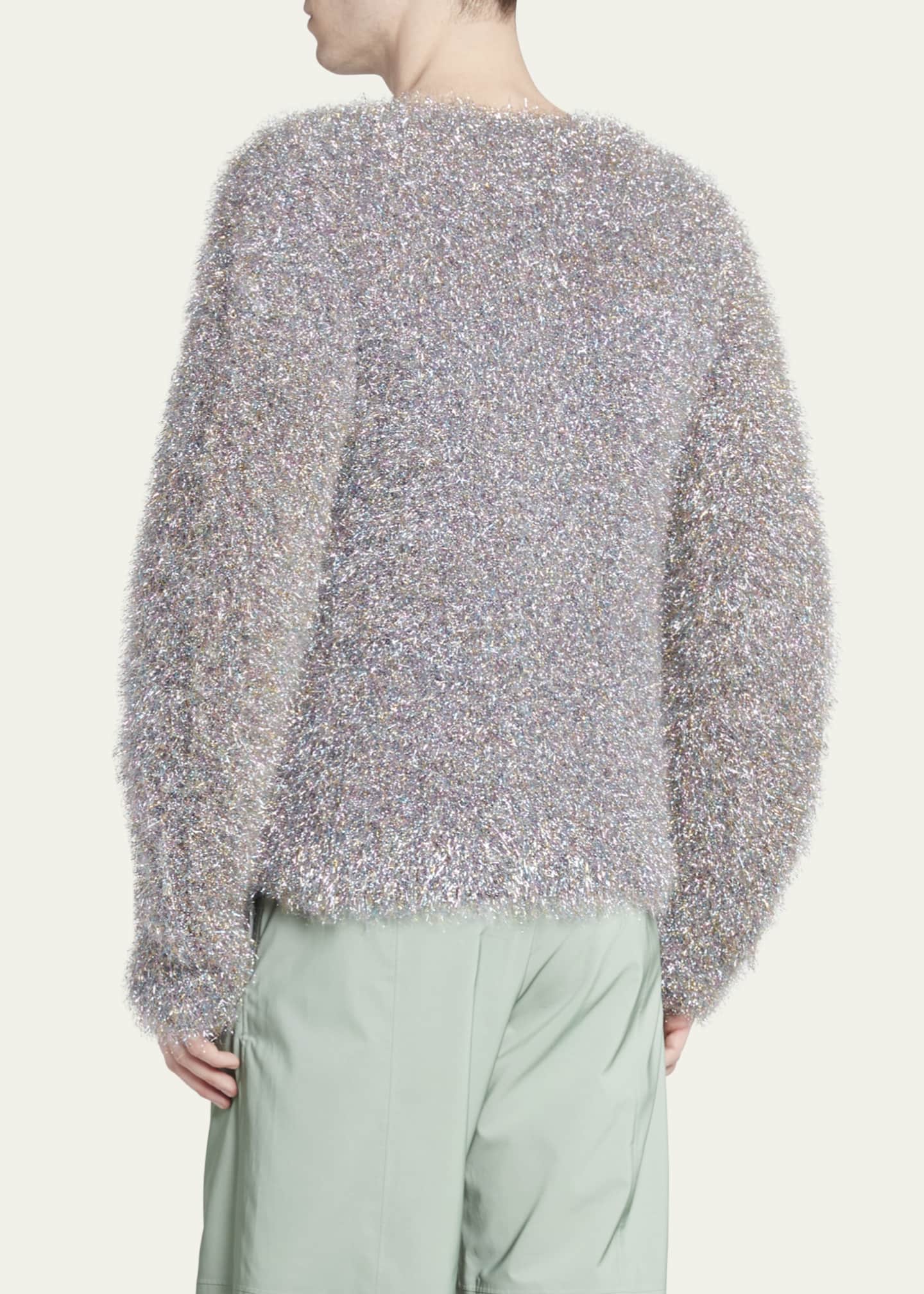 Jil Sander Men's Shaggy Multicolor Lurex Sweater