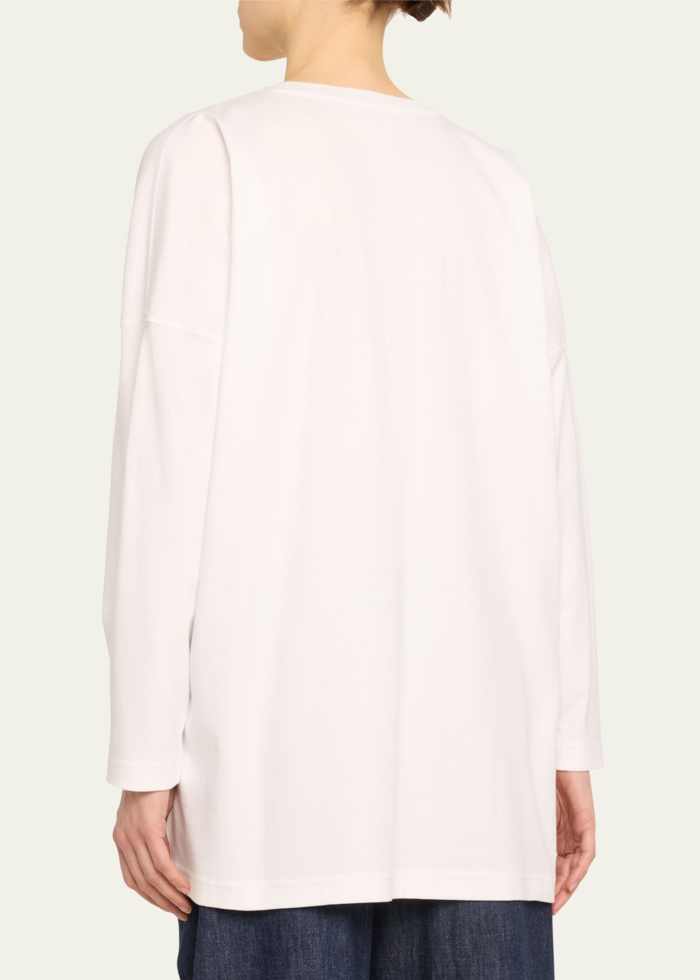 Eskandar Round Neck Long Sleeve Cotton T-Shirt Image 3 of 5