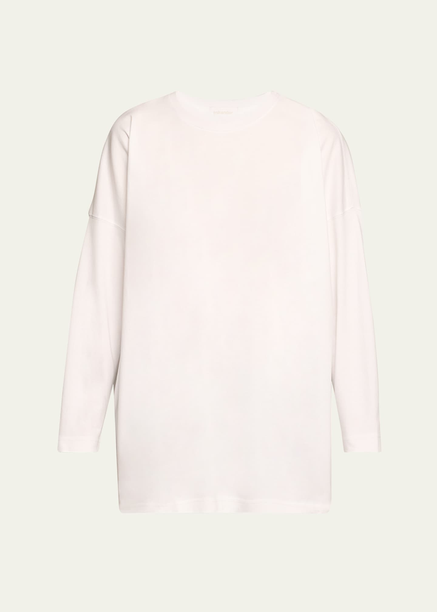 Eskandar Round Neck Long Sleeve Cotton T-Shirt Image 1 of 5