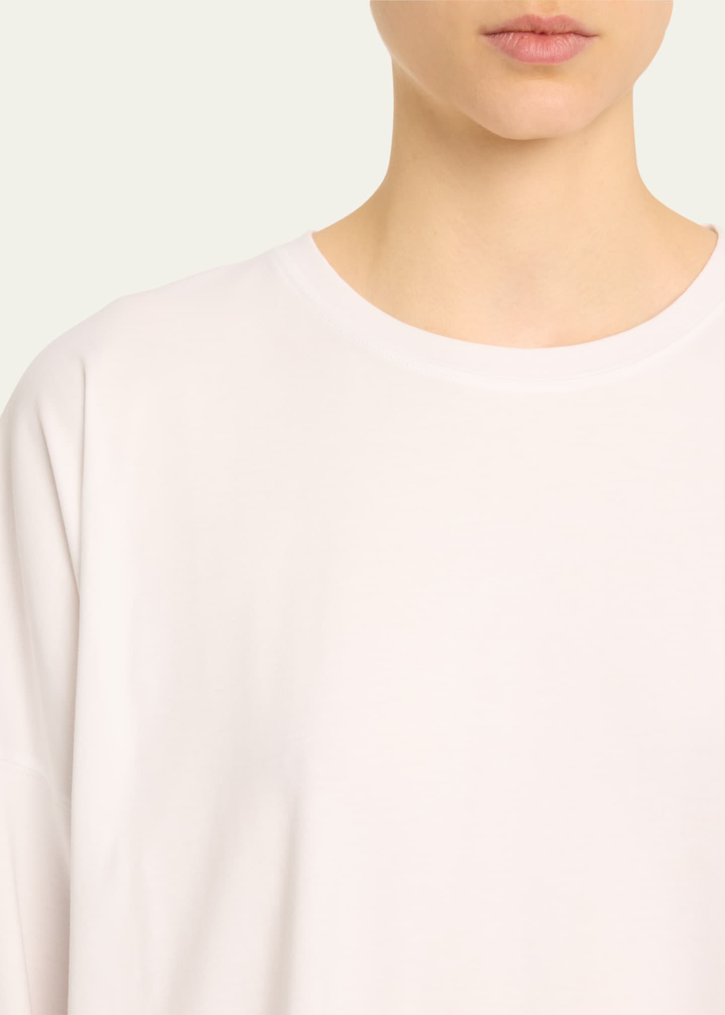 Eskandar Round Neck Long Sleeve Cotton T-Shirt Image 5 of 5