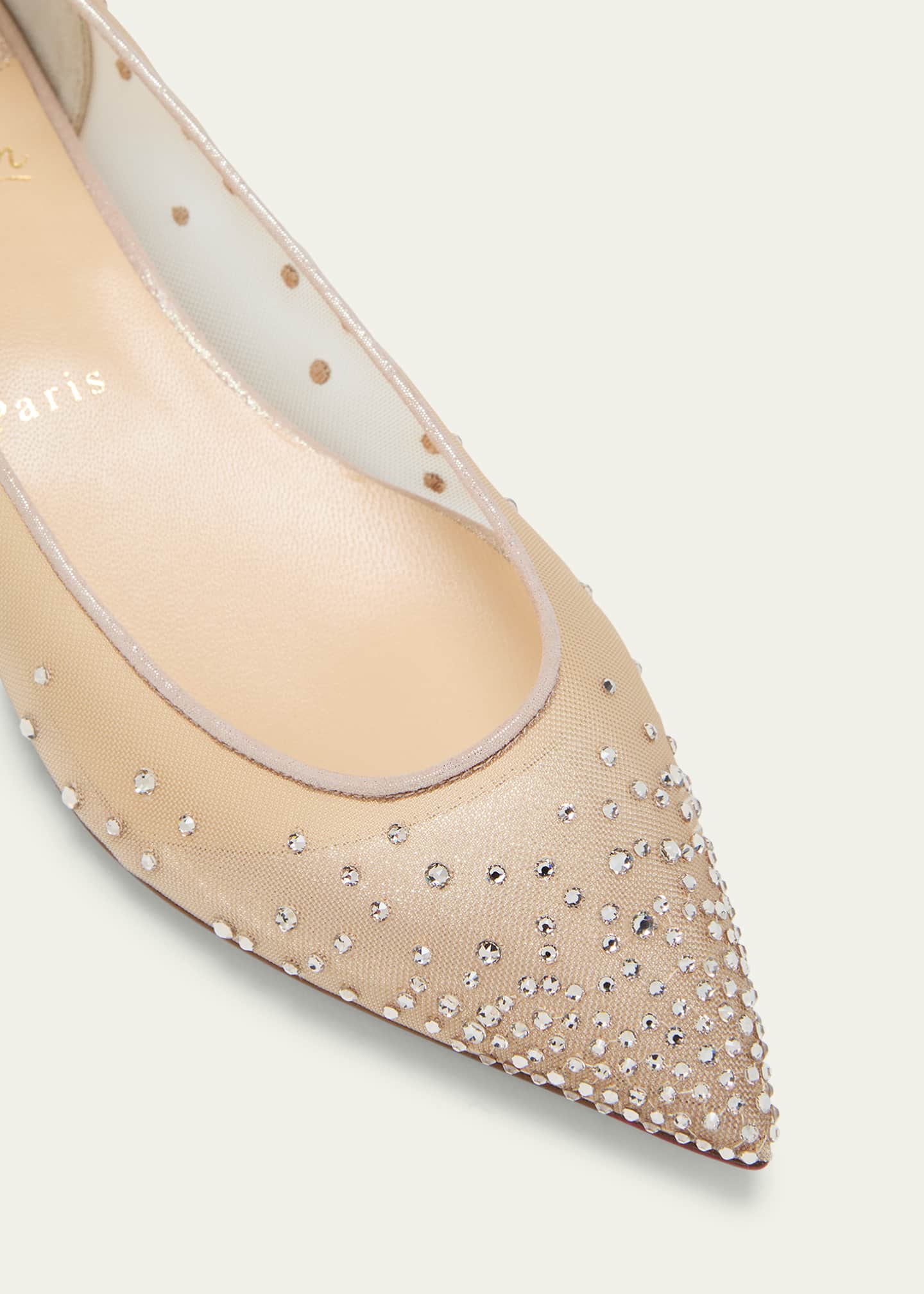 Christian Louboutin Red Sole Strass Mesh Ballet Flats Image 5 of 5
