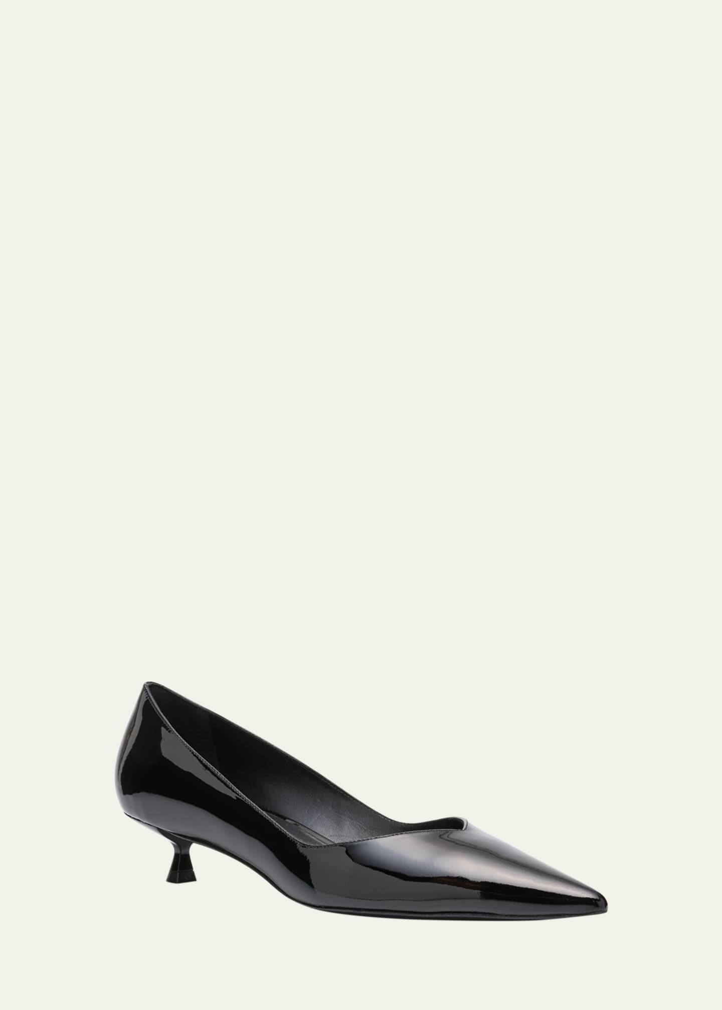 Stuart Weitzman Eva Patent Kitten-Heel Pumps Image 3 of 6