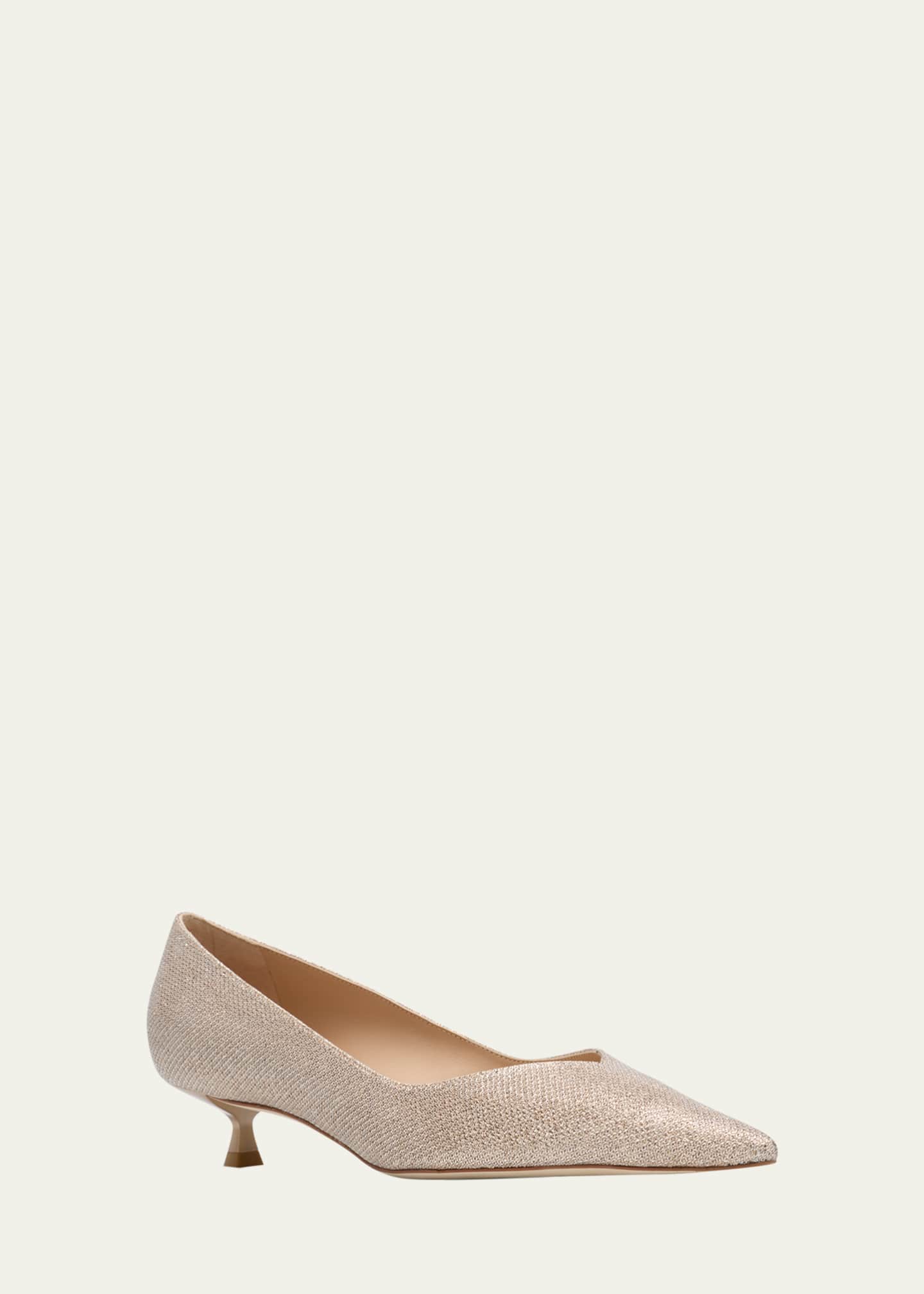 Stuart Weitzman Eva Metallic Kitten-Heel Pumps Image 3 of 6