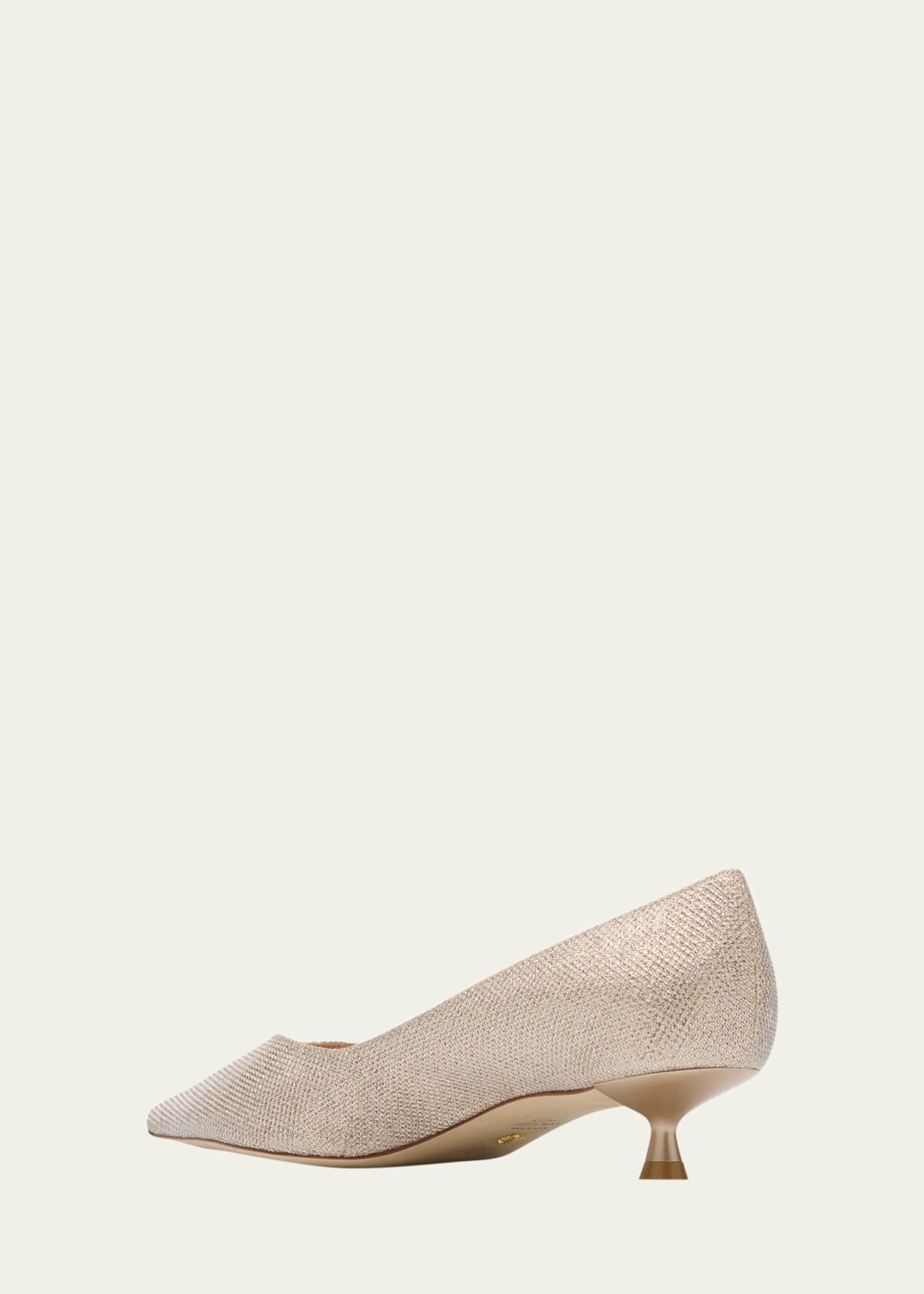 Stuart Weitzman Eva Metallic Kitten-Heel Pumps Image 4 of 6