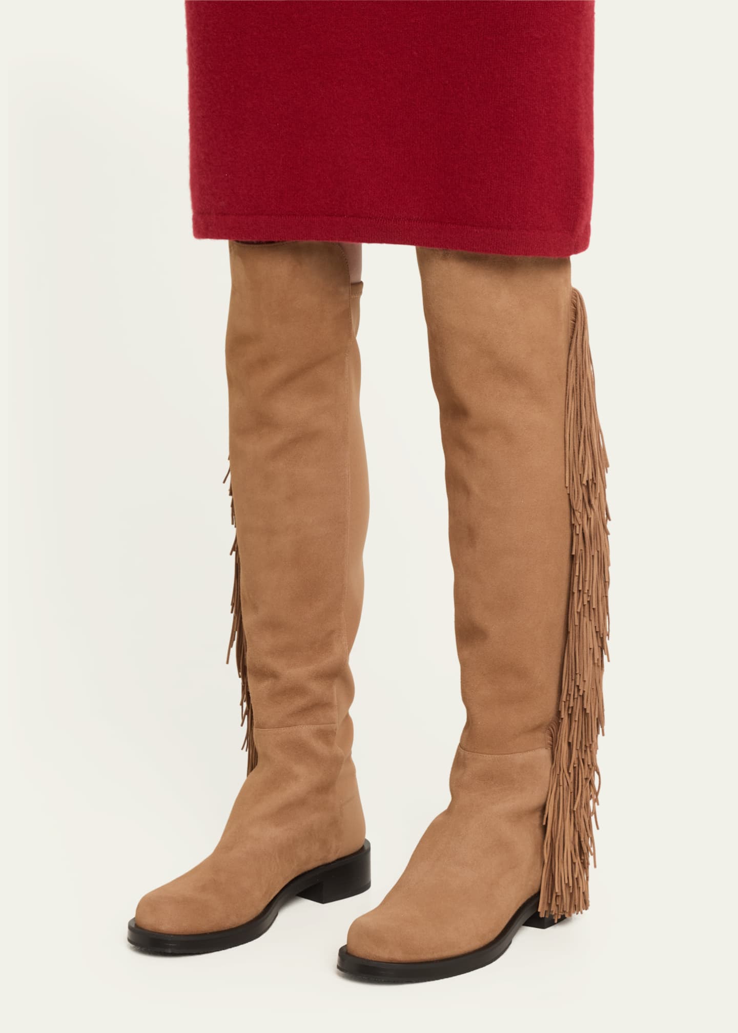 Stuart Weitzman 5050 Suede Fringe OverTheKnee Boots Bergdorf Goodman