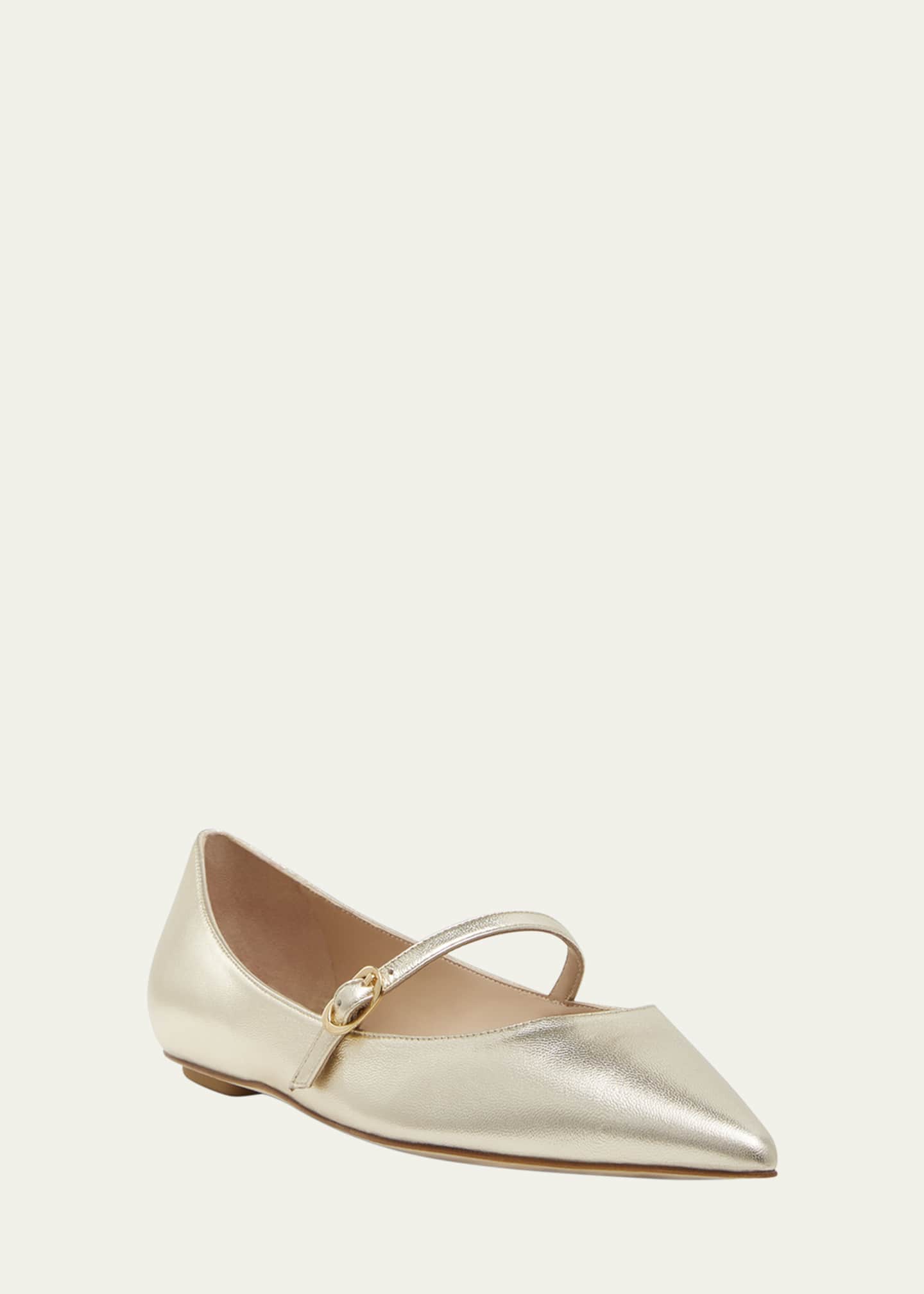 Stuart Weitzman Emilia Metallic Mary Jane Ballerina Flats Image 3 of 6