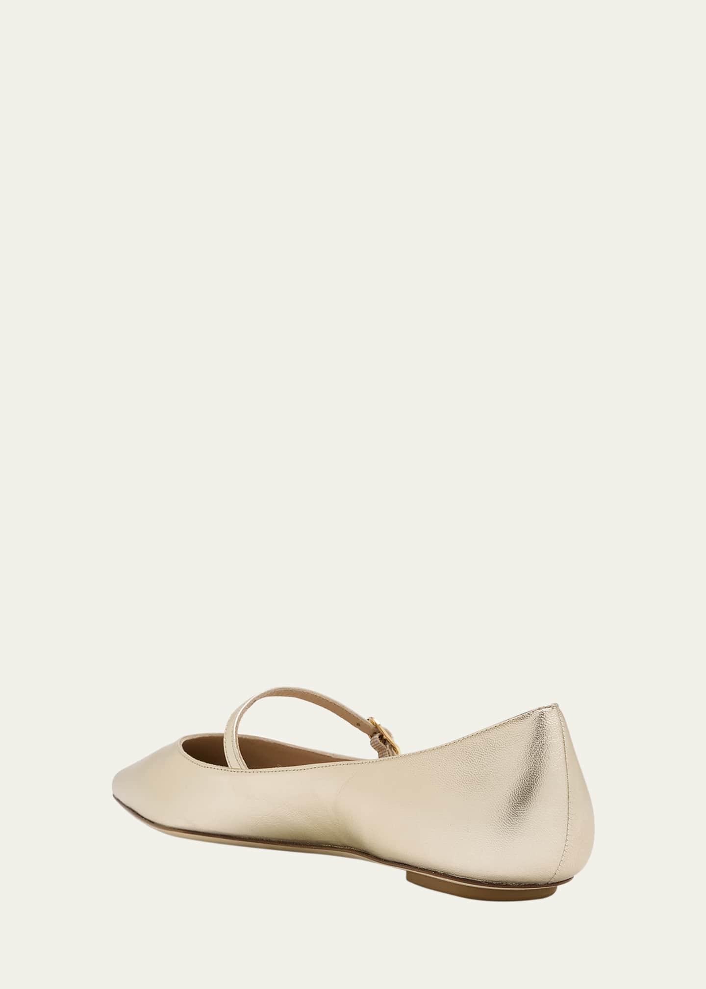 Stuart Weitzman Emilia Metallic Mary Jane Ballerina Flats Image 4 of 6