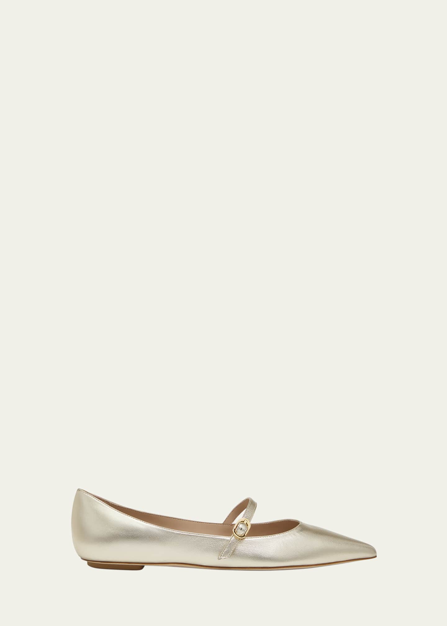 Stuart Weitzman Emilia Metallic Mary Jane Ballerina Flats Image 1 of 6