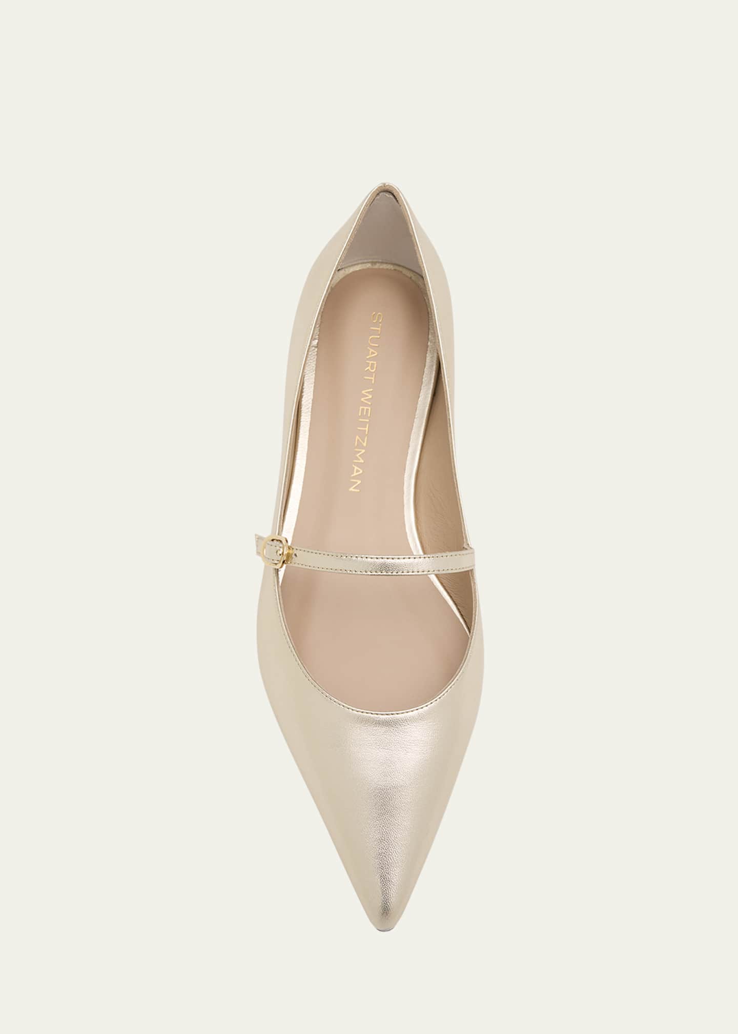 Stuart Weitzman Emilia Metallic Mary Jane Ballerina Flats Image 5 of 6