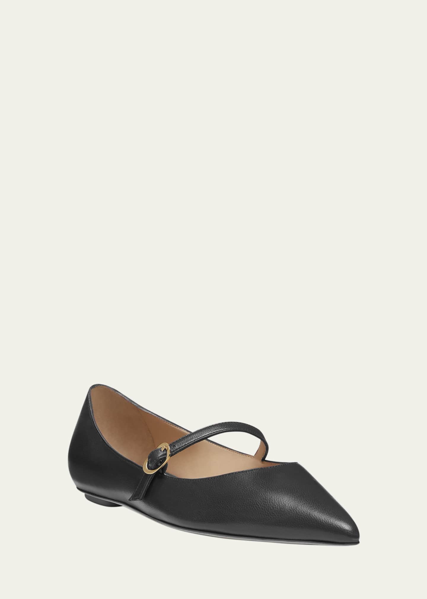 Stuart Weitzman Emilia Leather Mary Jane Ballerina Flats Image 3 of 6