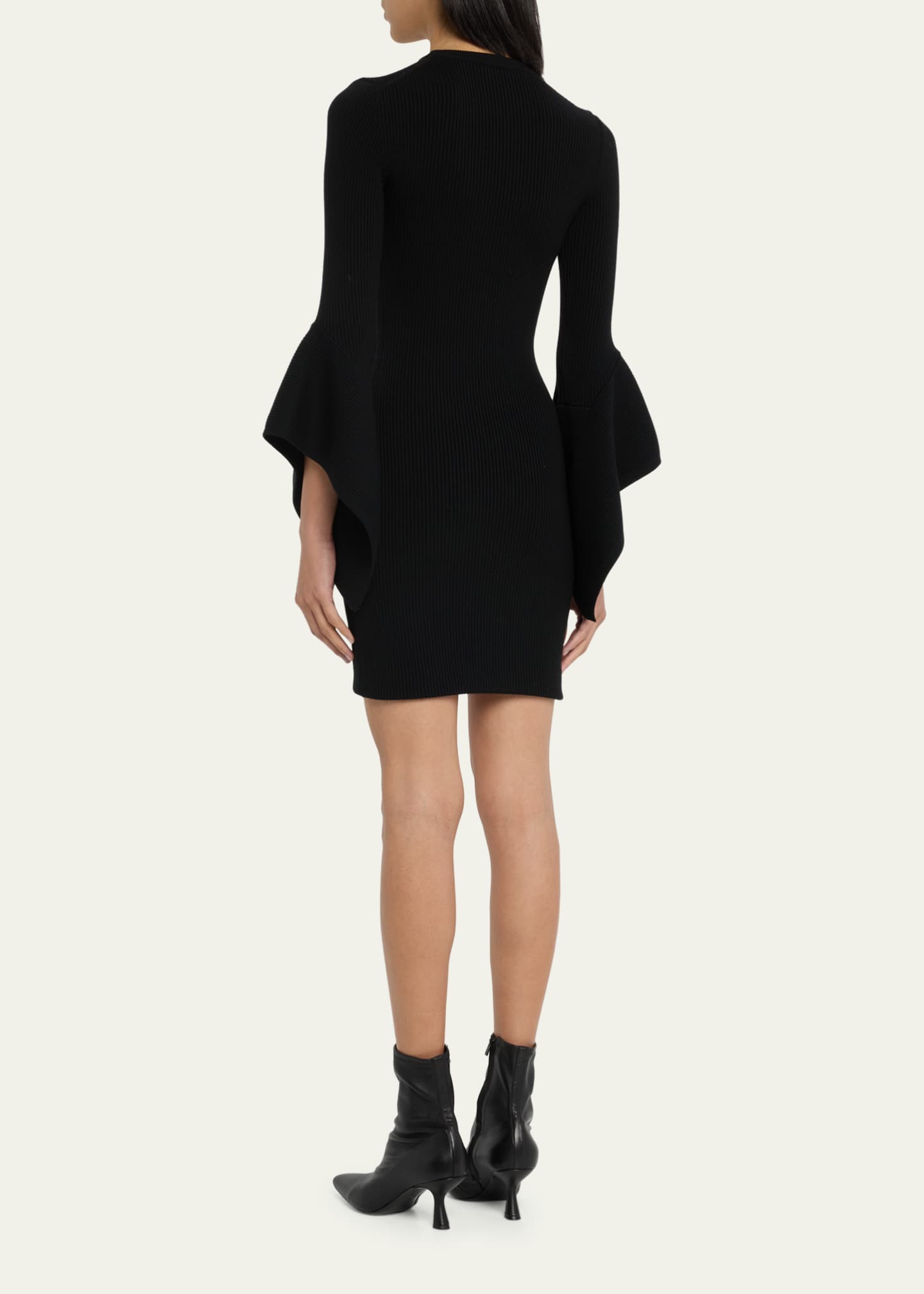 Michael Kors Collection Ribbed Flare-Sleeve Wool Mini Dress - Bergdorf ...