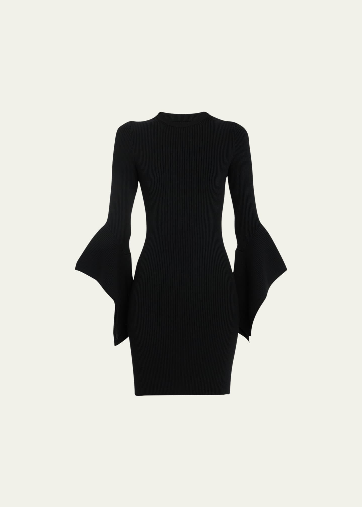 Michael Kors Collection Ribbed Flare-Sleeve Wool Mini Dress - Bergdorf ...