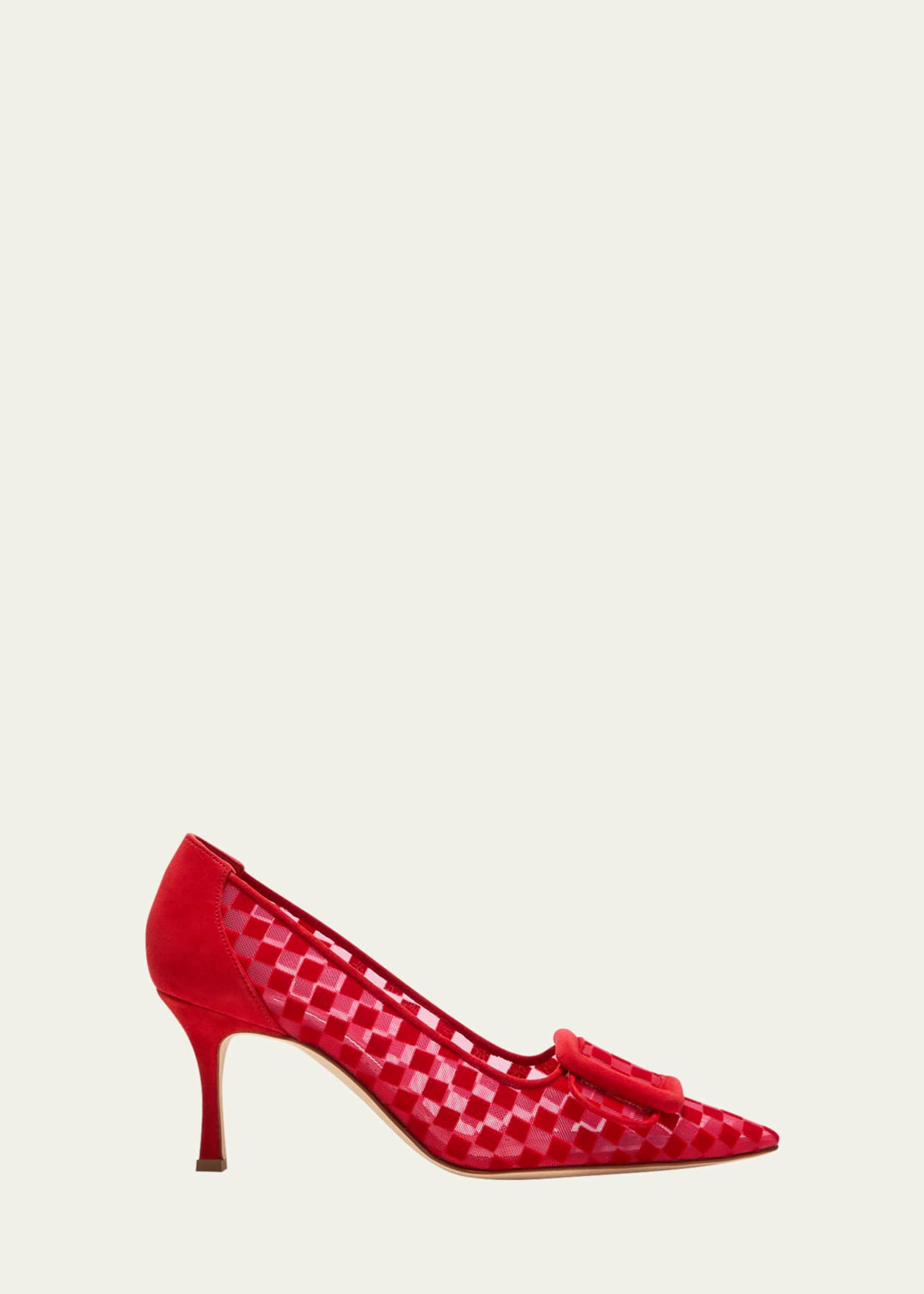 Manolo Blahnik Maysale Check Suede Buckle Pumps - Bergdorf Goodman