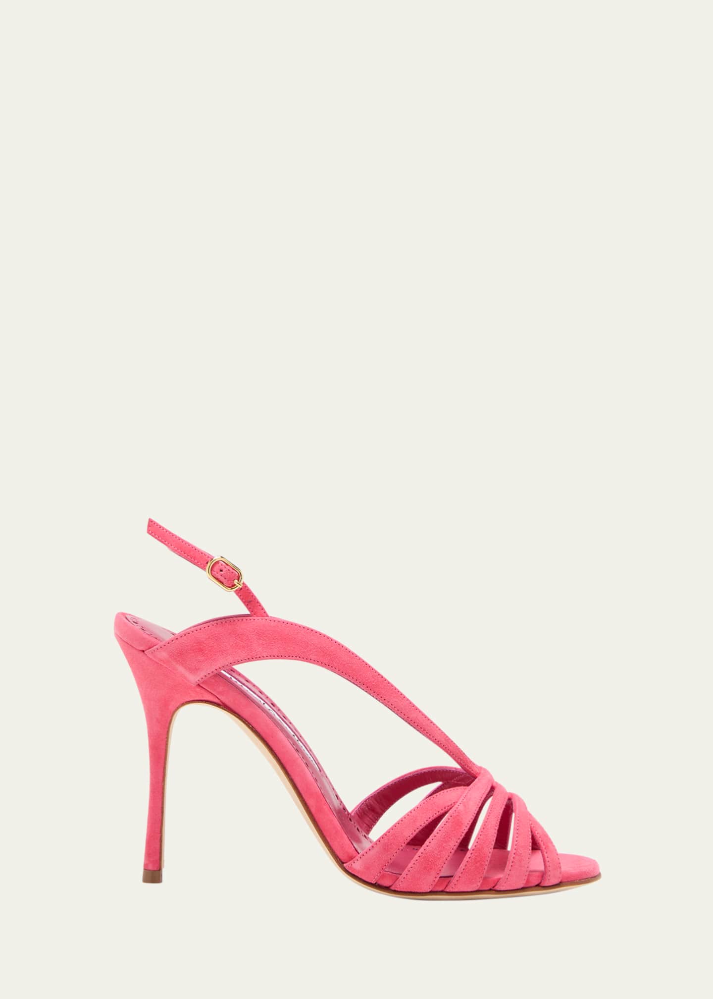 Manolo Blahnik Sardina Suede Caged Slingback Sandals