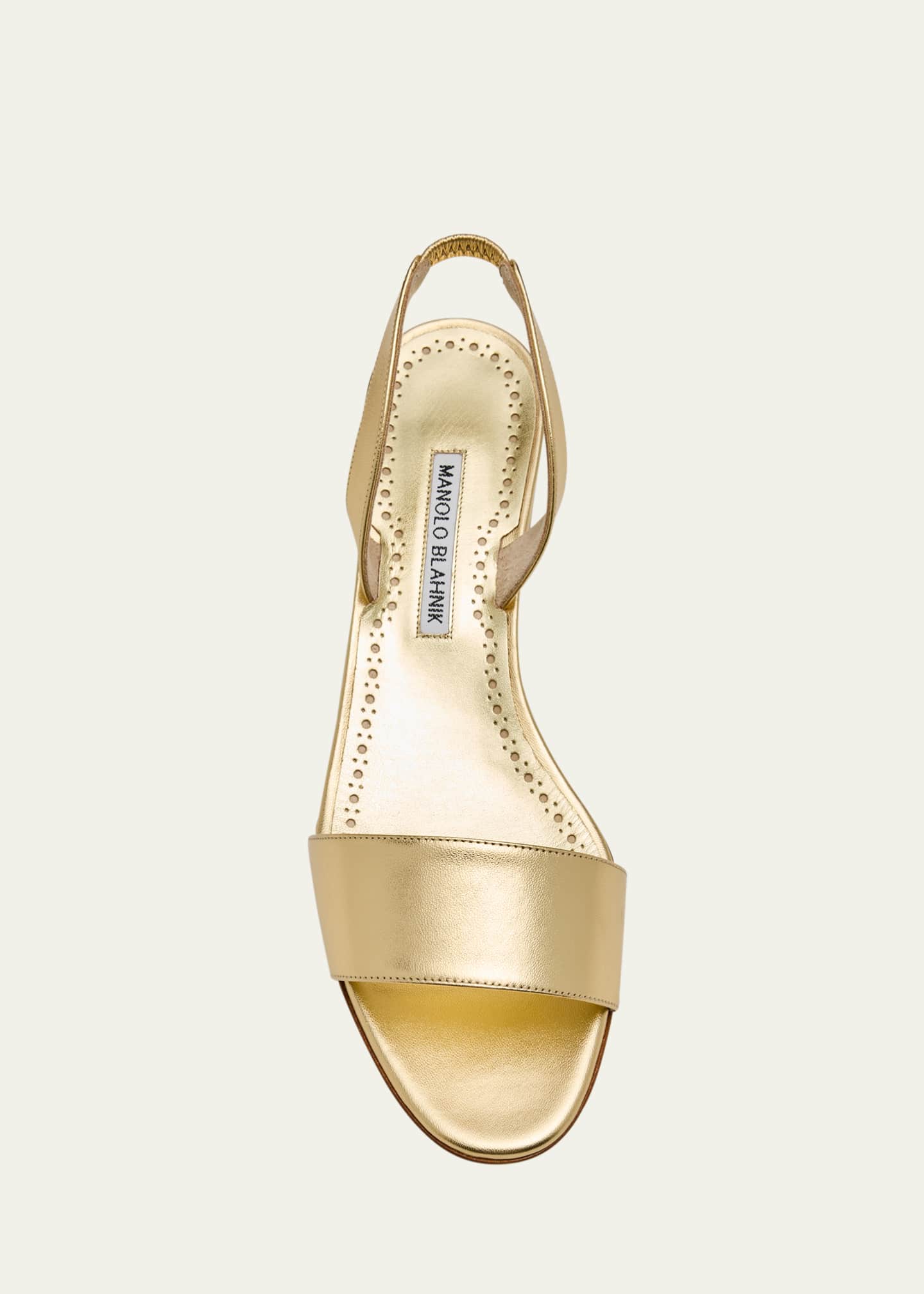 Manolo Blahnik Patopia Metallic Slingback Sandals Image 6 of 8