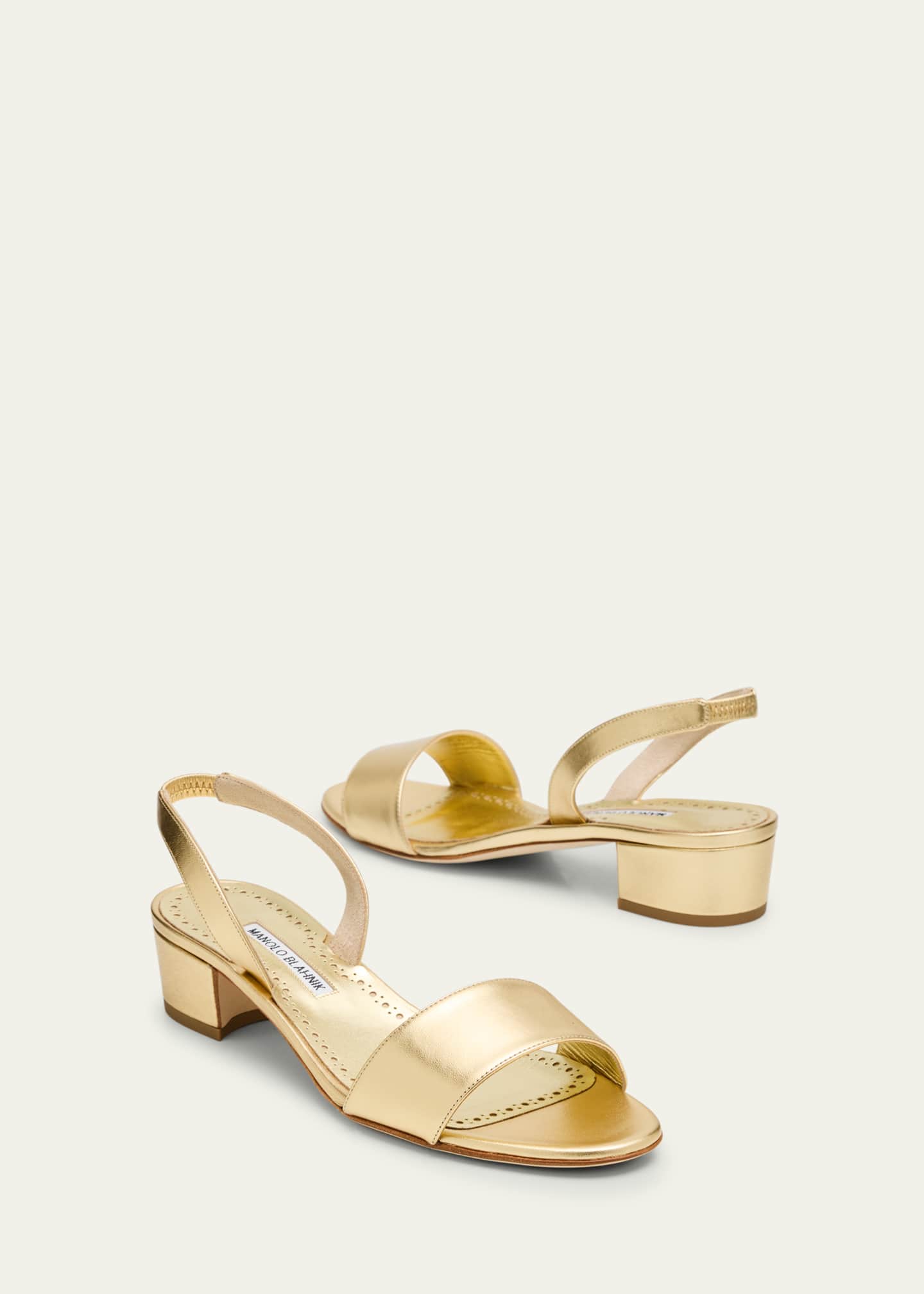Manolo Blahnik Patopia Metallic Slingback Sandals Image 8 of 8